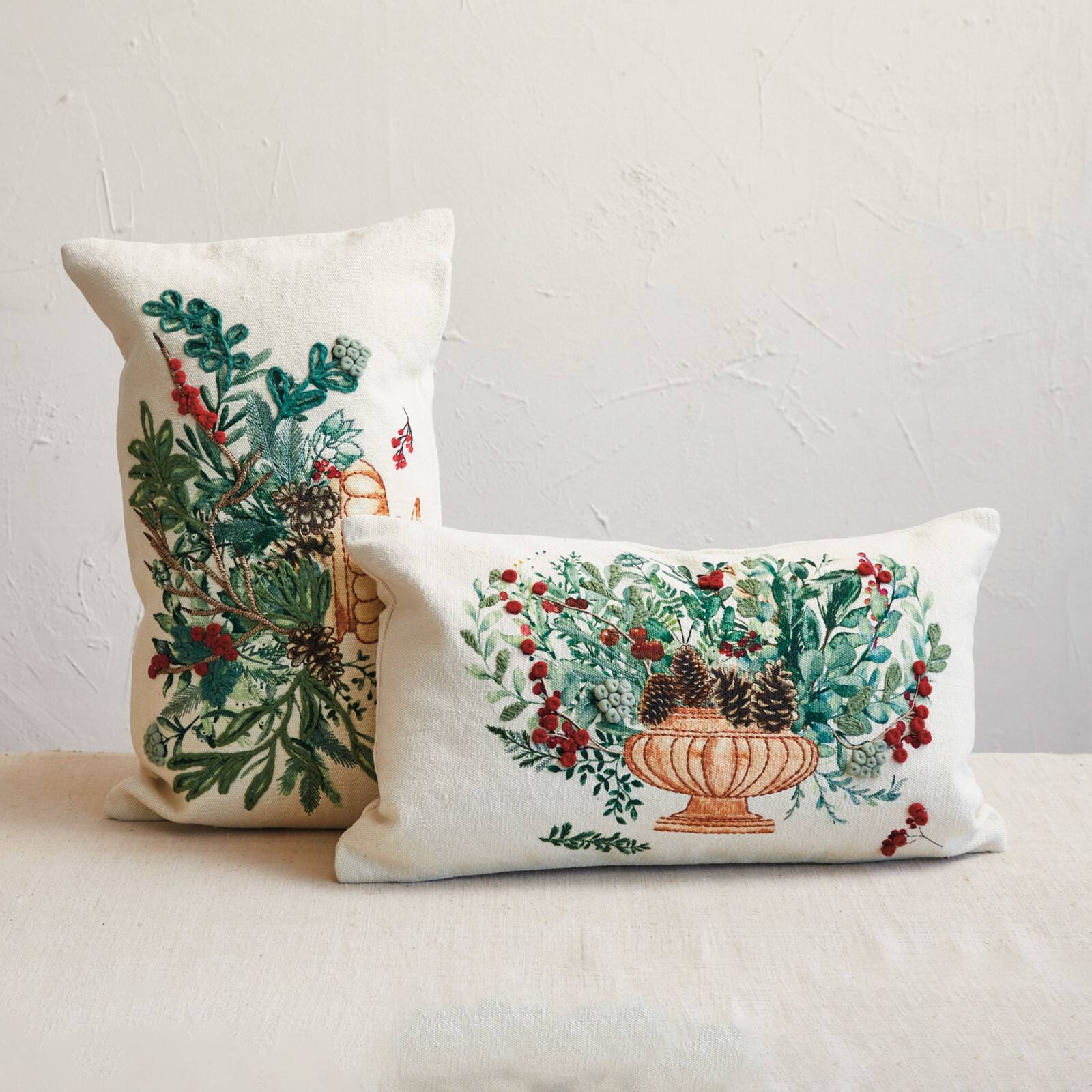 Hello Honey® 24" Flowers in Urn Cotton Canvas Lumbar Pillow Set