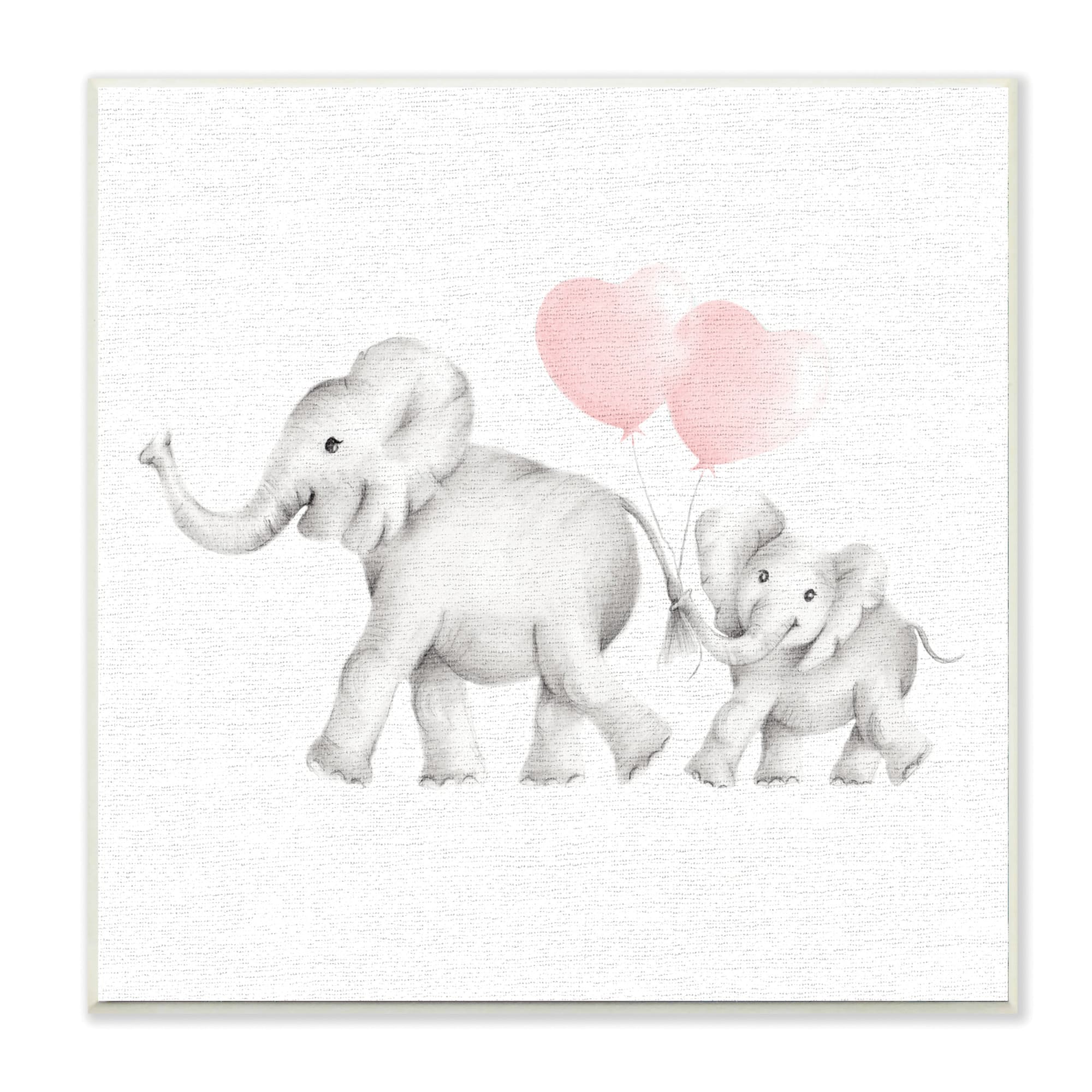 Stupell Industries Elephant Family Balloon Linen Look