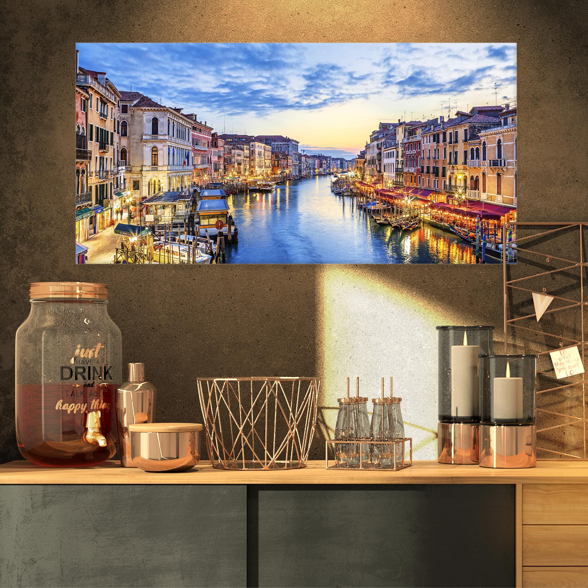 Designart - Grand Canal Panorama - Landscape Photography Canvas Print