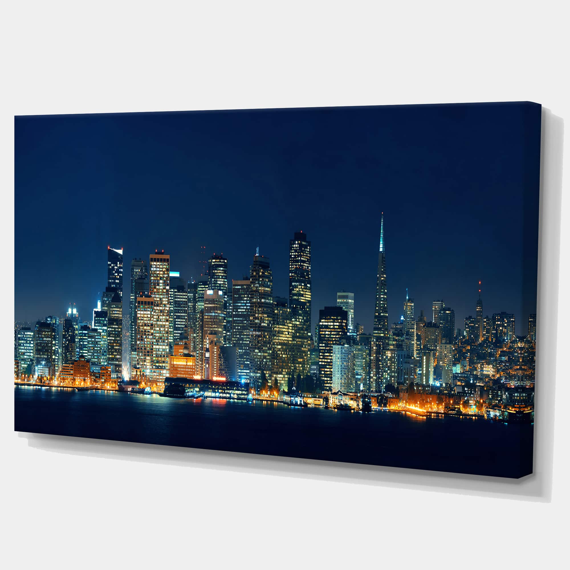 Designart - San Francisco Skyline at Night - Cityscape Canvas Print