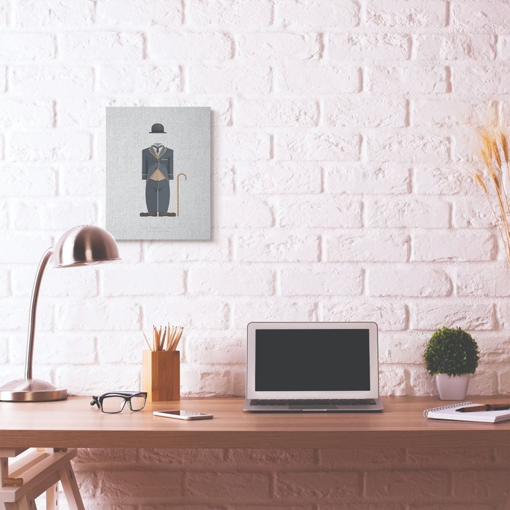 Stupell Industries Charlie Chaplin Minimalist Illustration Canvas Wall Art