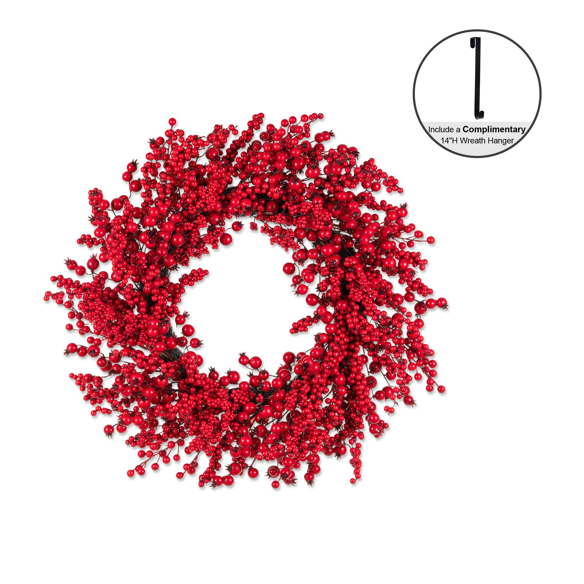 Glitzhome® 28" Christmas Full Berry Wreath