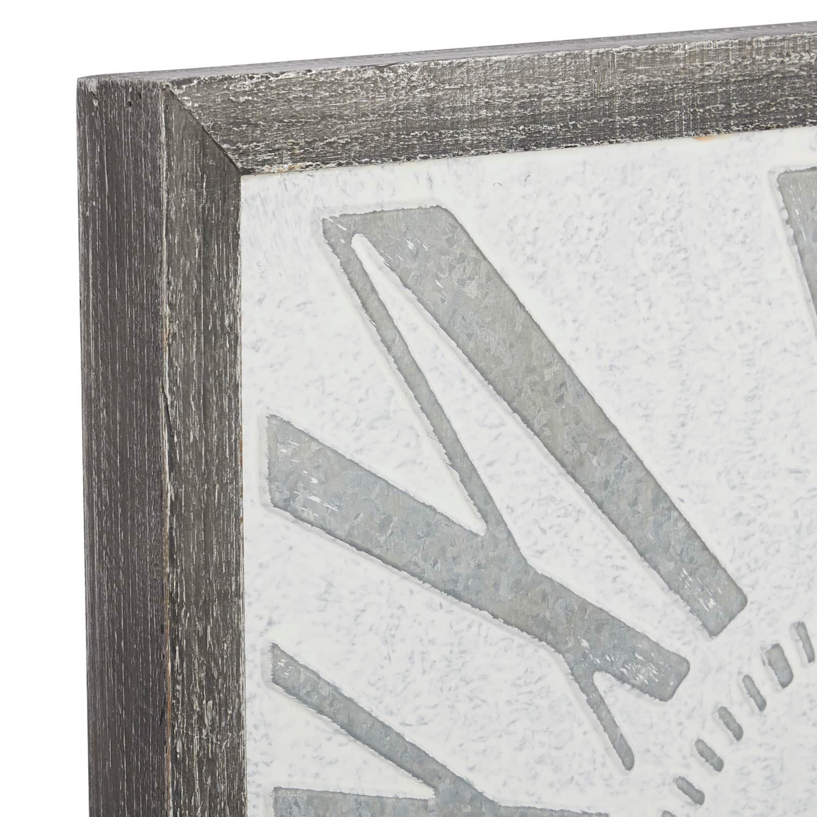 Grey Farmhouse Metal Wall Clock, 25" x 25"
