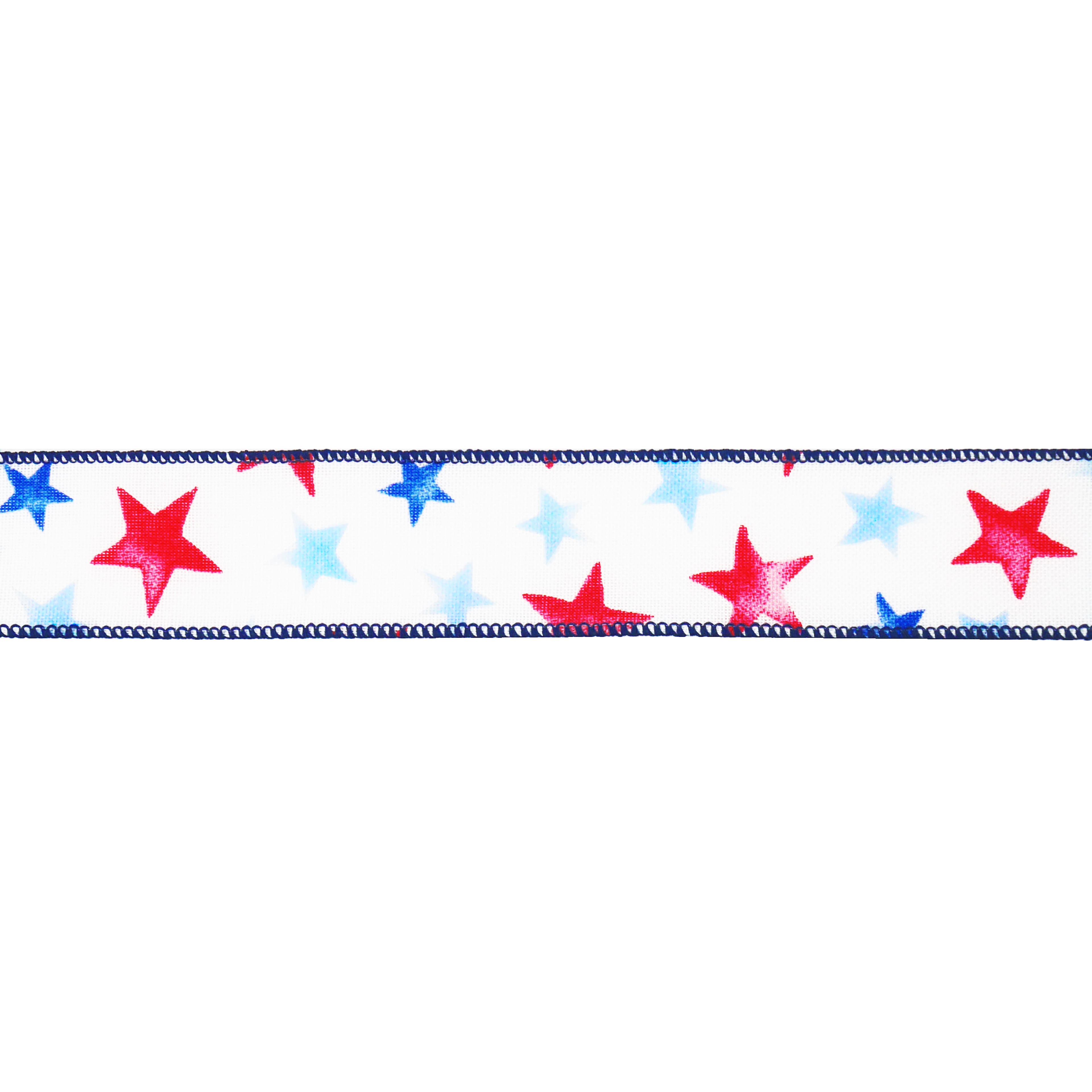 1.5" x 10yd. Red, White & Blue Stars Wired Cross Linen Ribbon by Celebrate It®