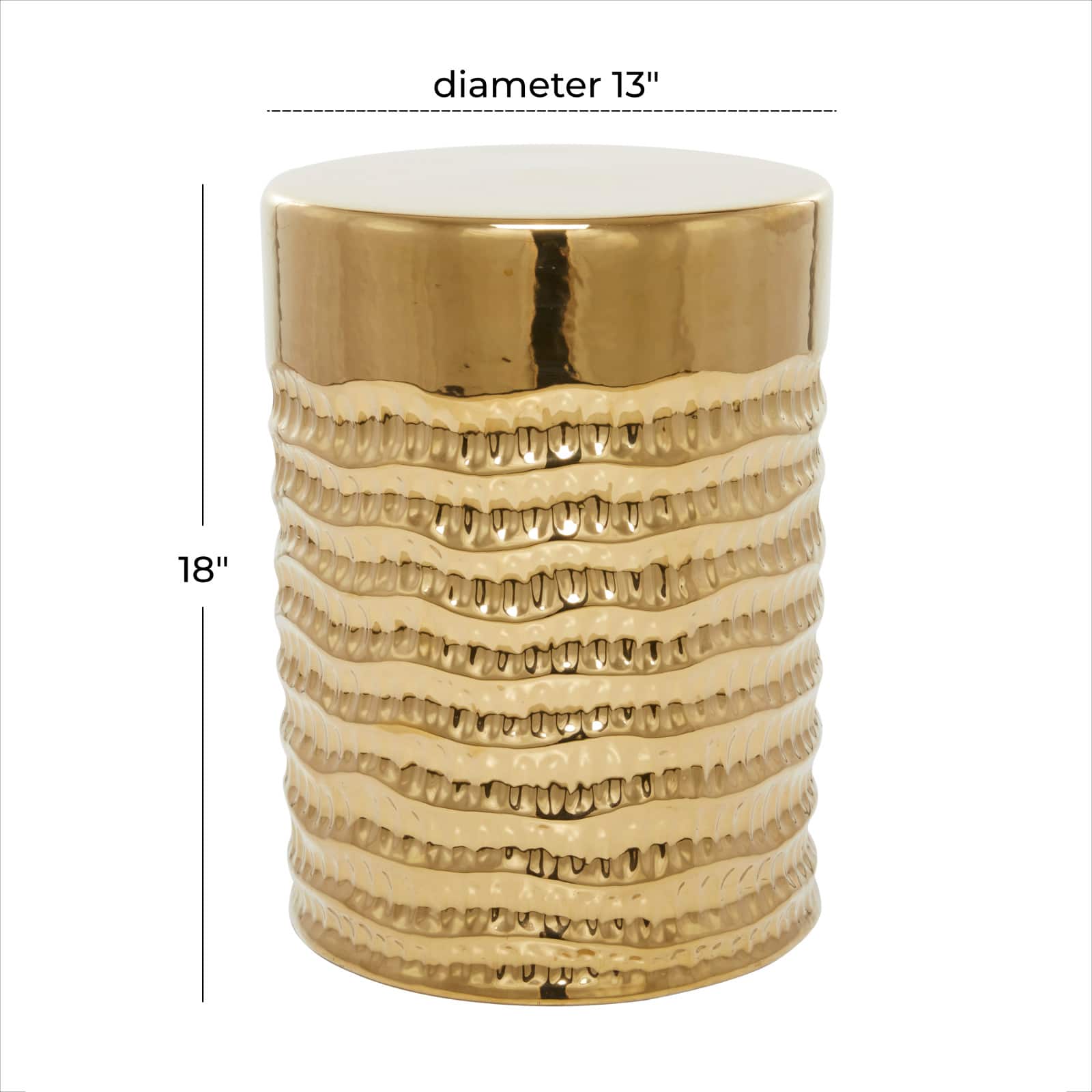 18" Gold Stoneware Glam Accent Table