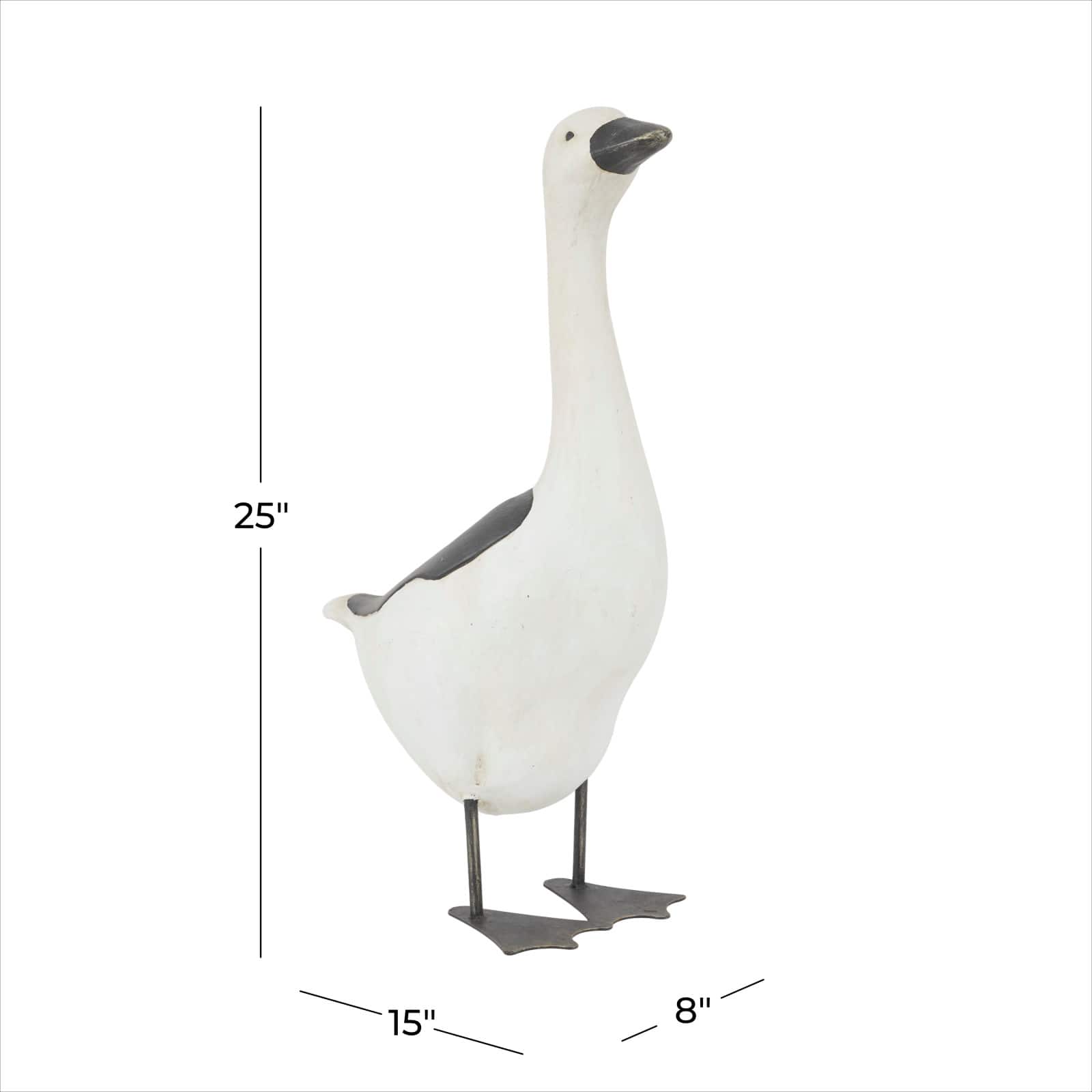 White Polystone French Country Garden Sculpture, 25" x 8" x 15"