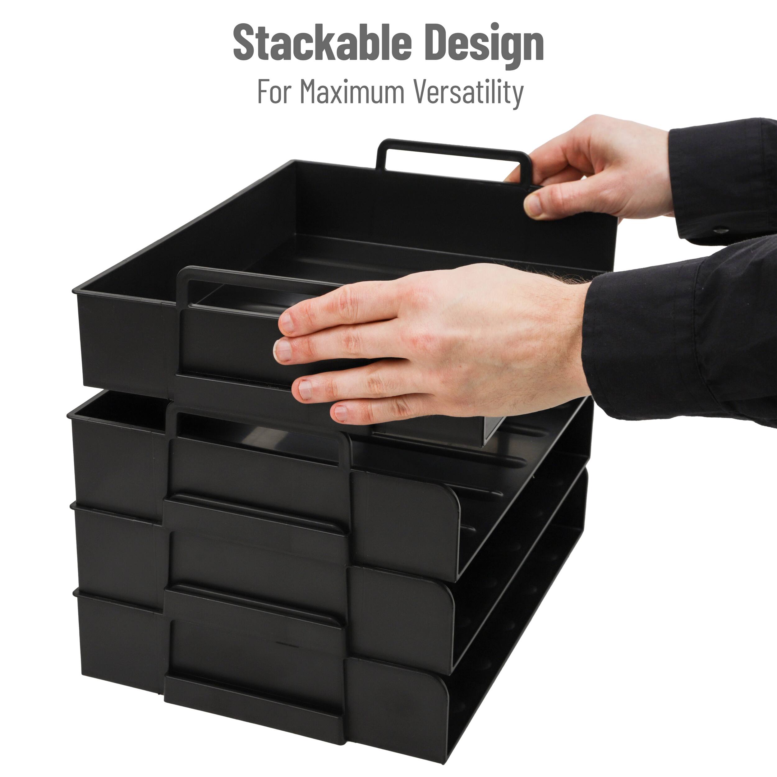 Mind Reader Stackable Paper Tray, Desktop Organizer, File Storage, Office, Plastic, 4 Pcs