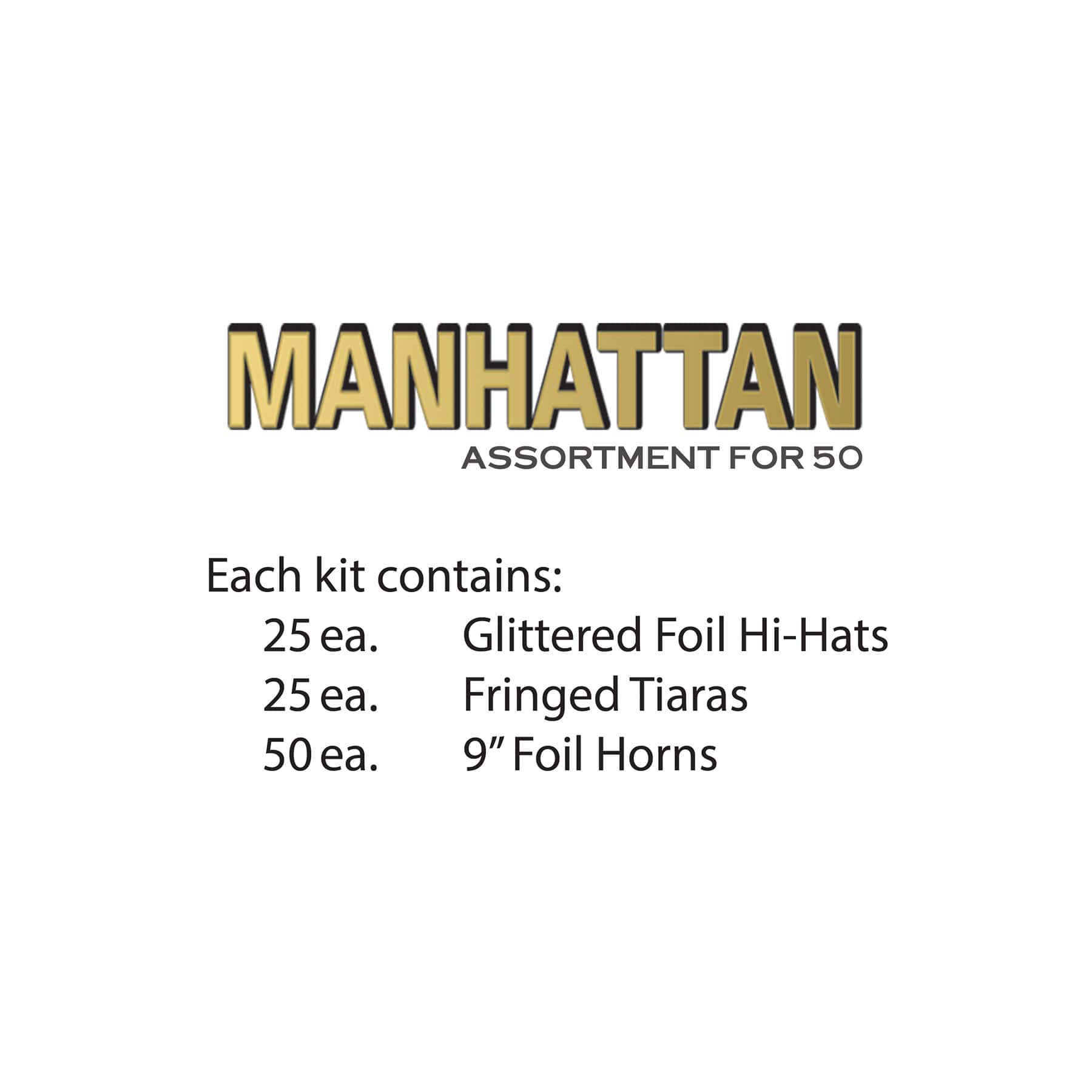 Beistle Black & Gold New Year Manhattan Party Favor Kit for 50