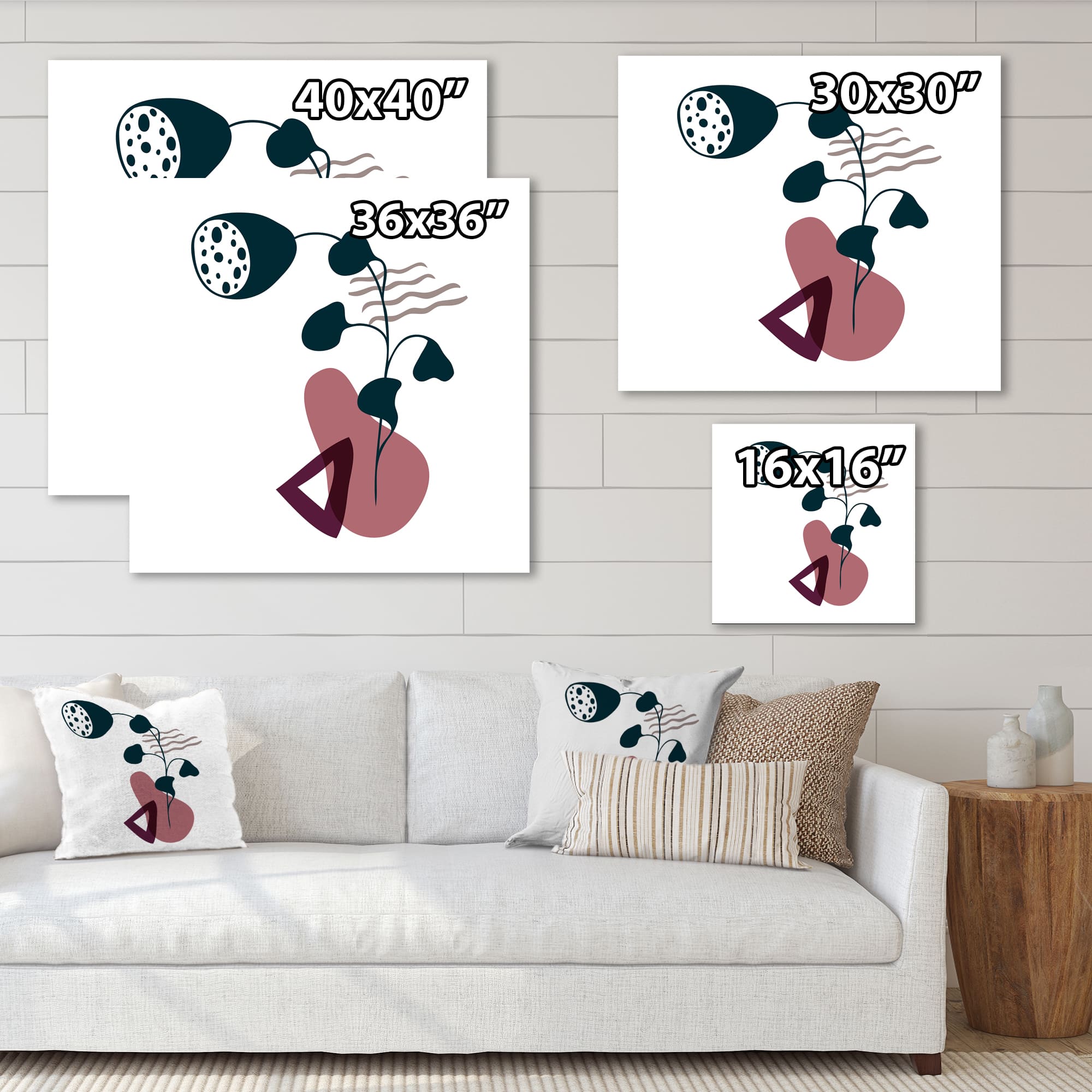 Designart - Elementary Shapes With Abstract Flowers Plants V