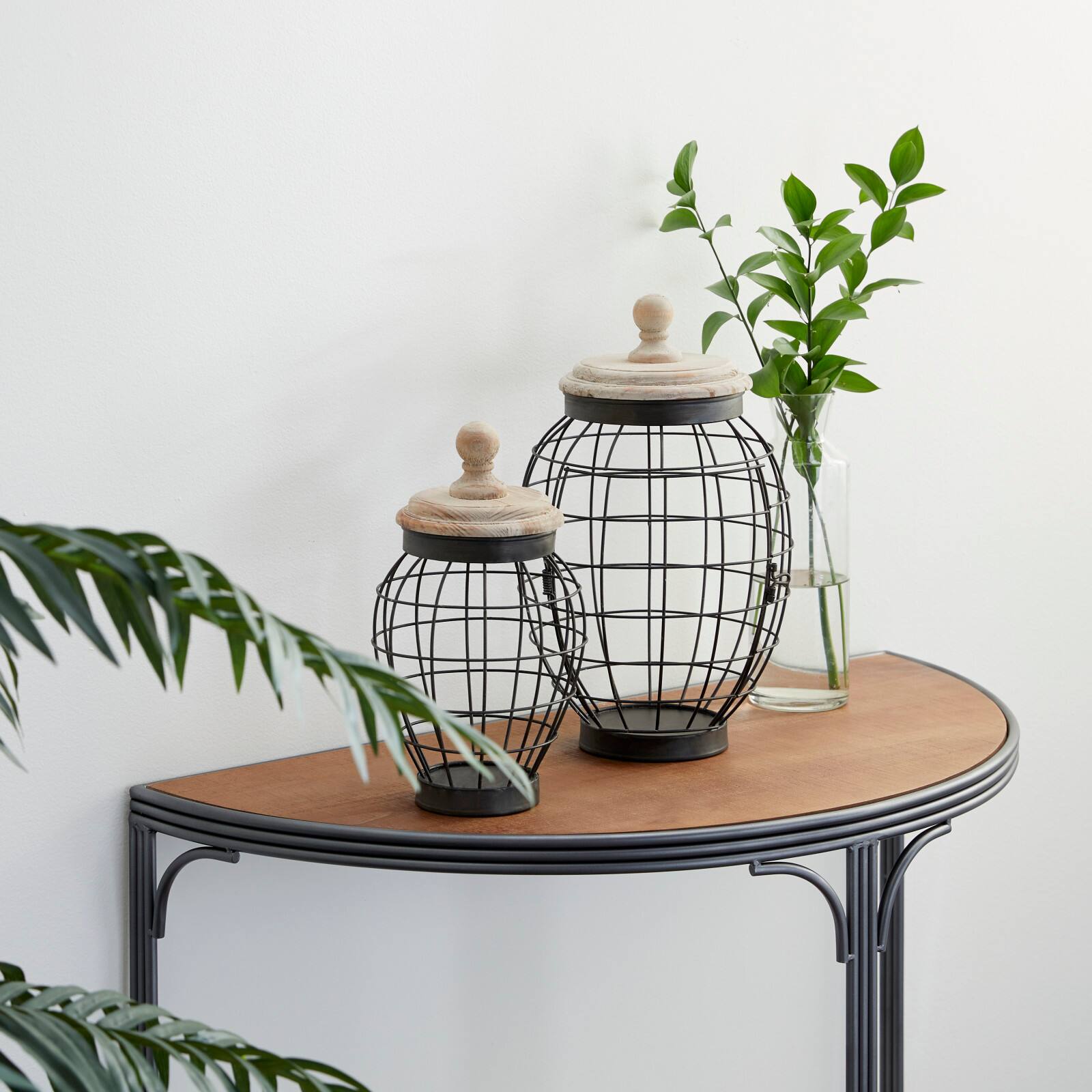 Black Farmhouse Metal Wire Jars, 2ct.