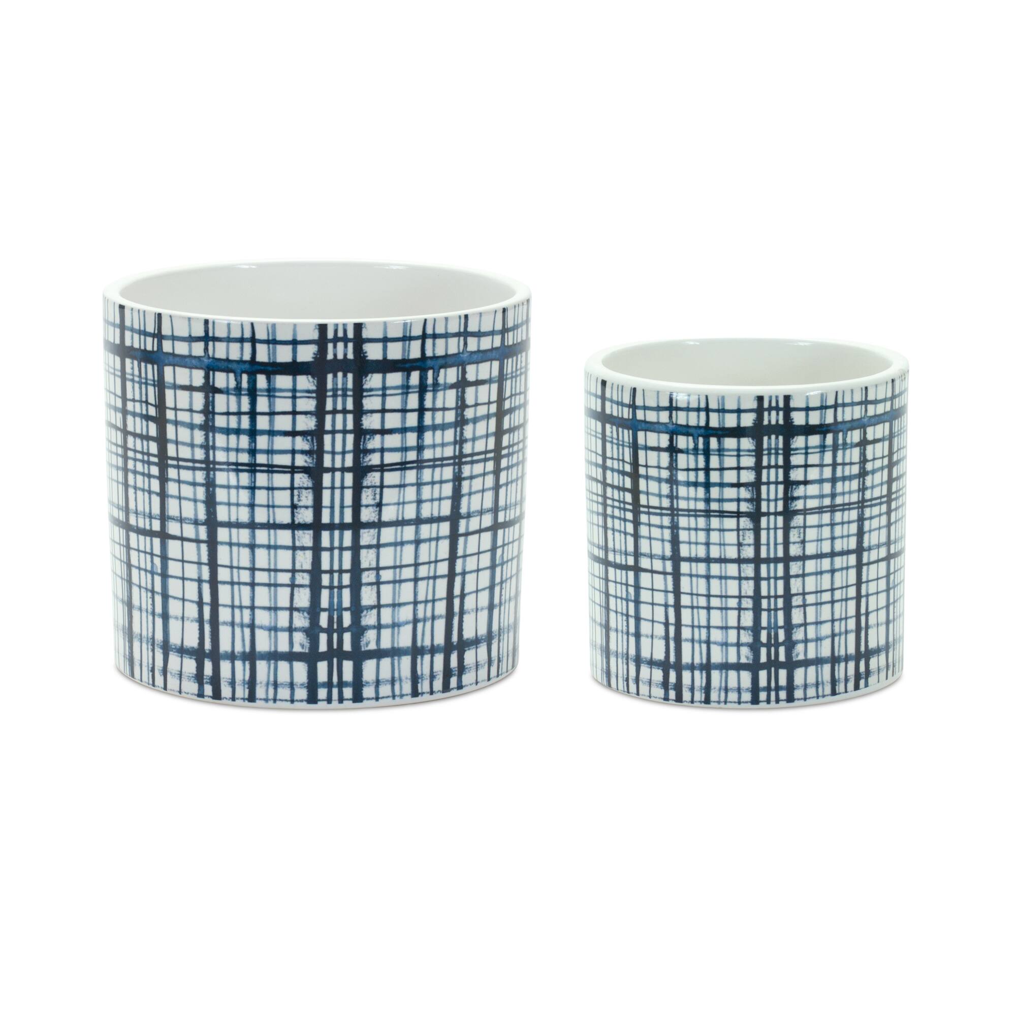 Decorative Criss-Cross Pattern Pot Set