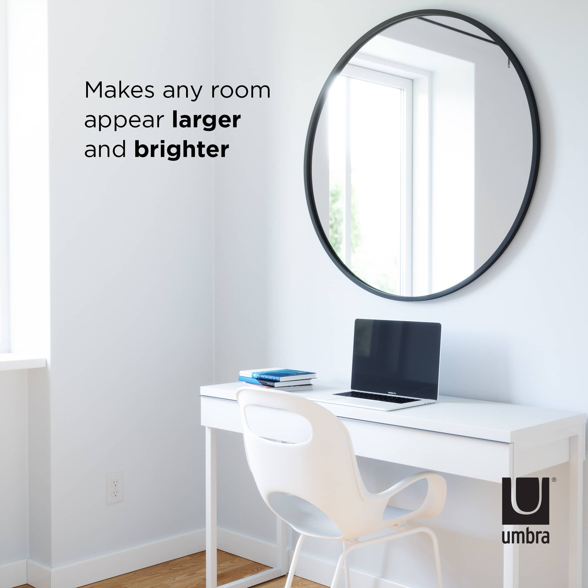 Umbra 37" Black Hub Decorative Round Wall Mirror
