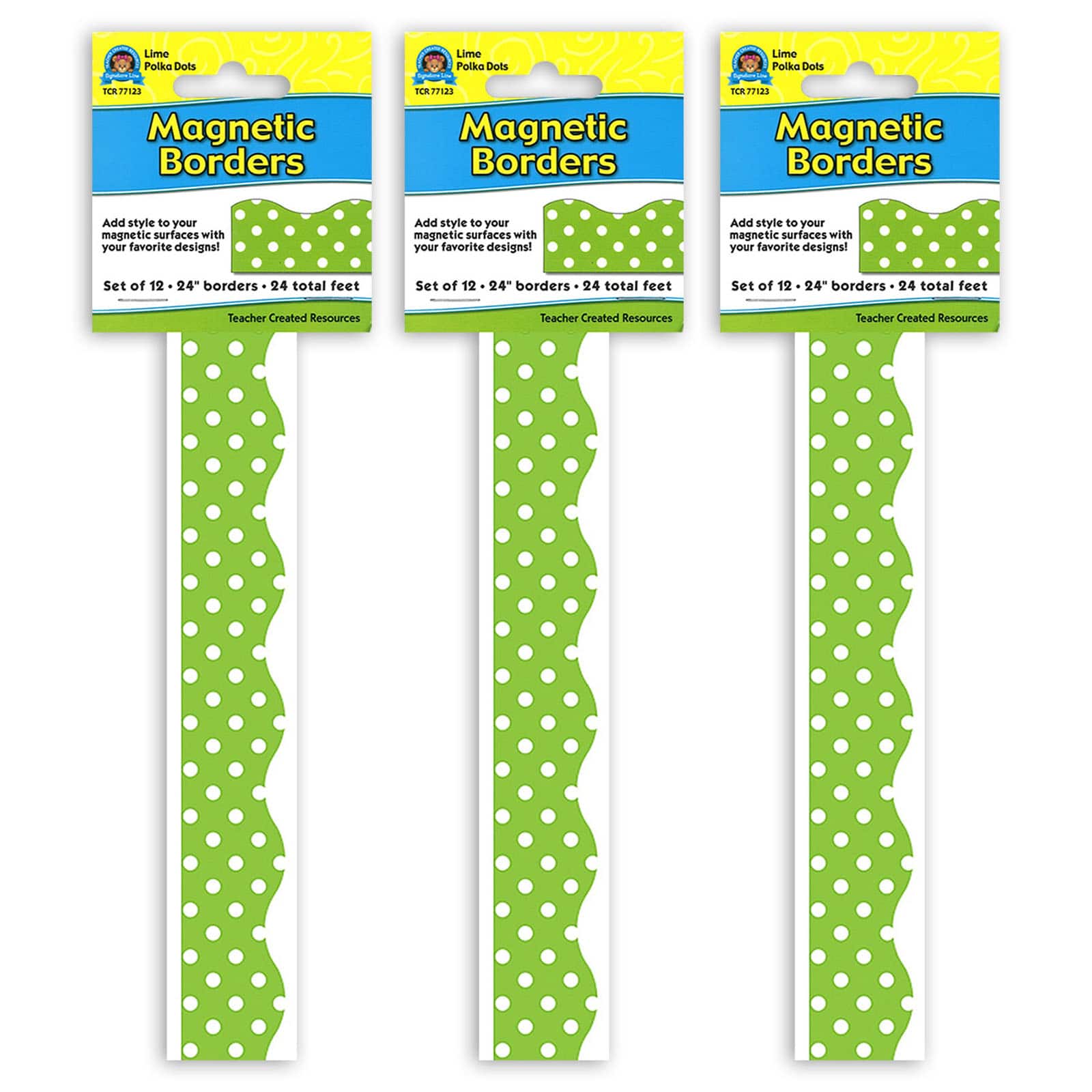 Teacher Created Resources® Lime Polka Dots Magnetic Borders, 72ft.
