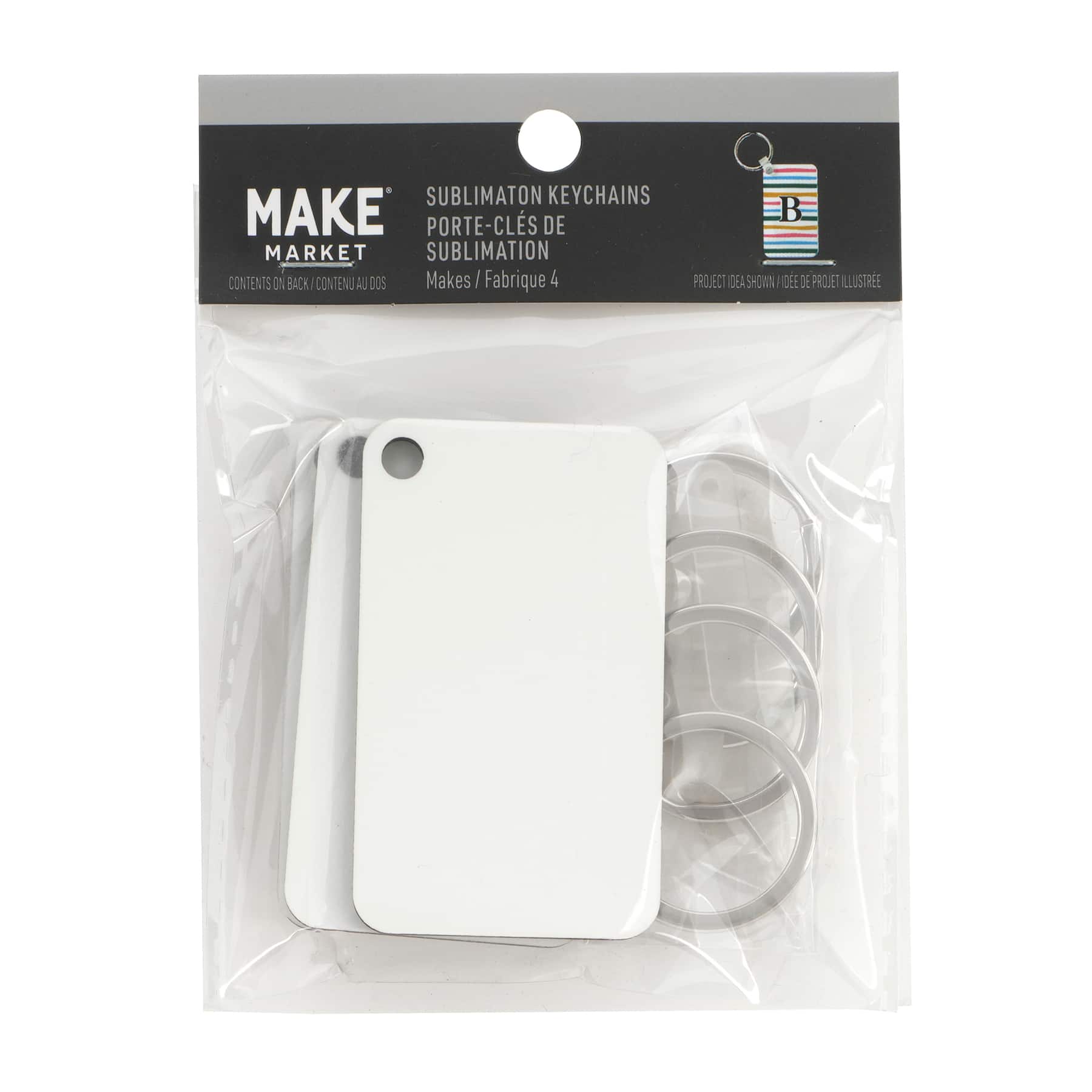 12 Packs: 4 ct. (48 total) Rectangle Sublimation Keychains by Make Market®