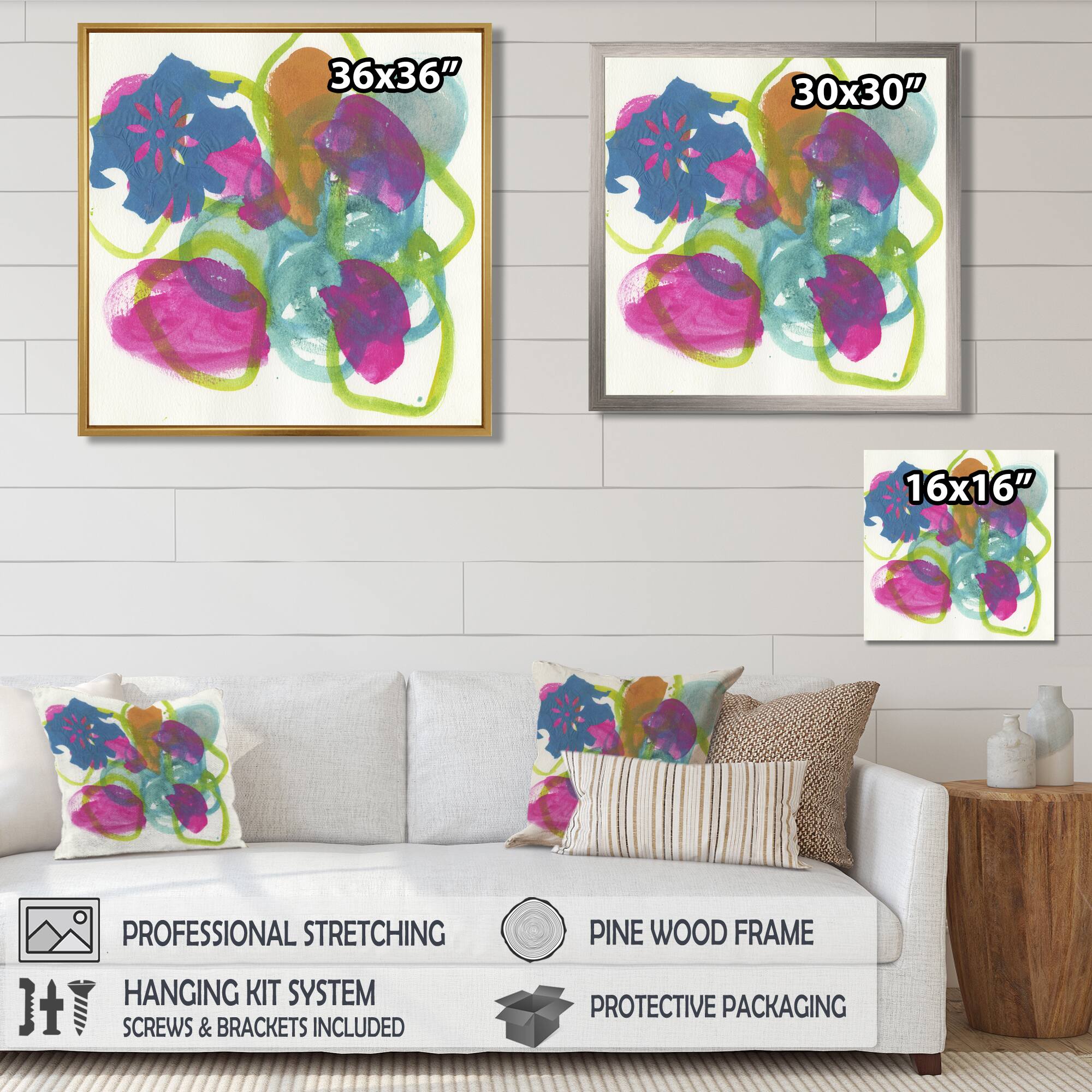 Designart - Fuchsia And Blue Scribble II