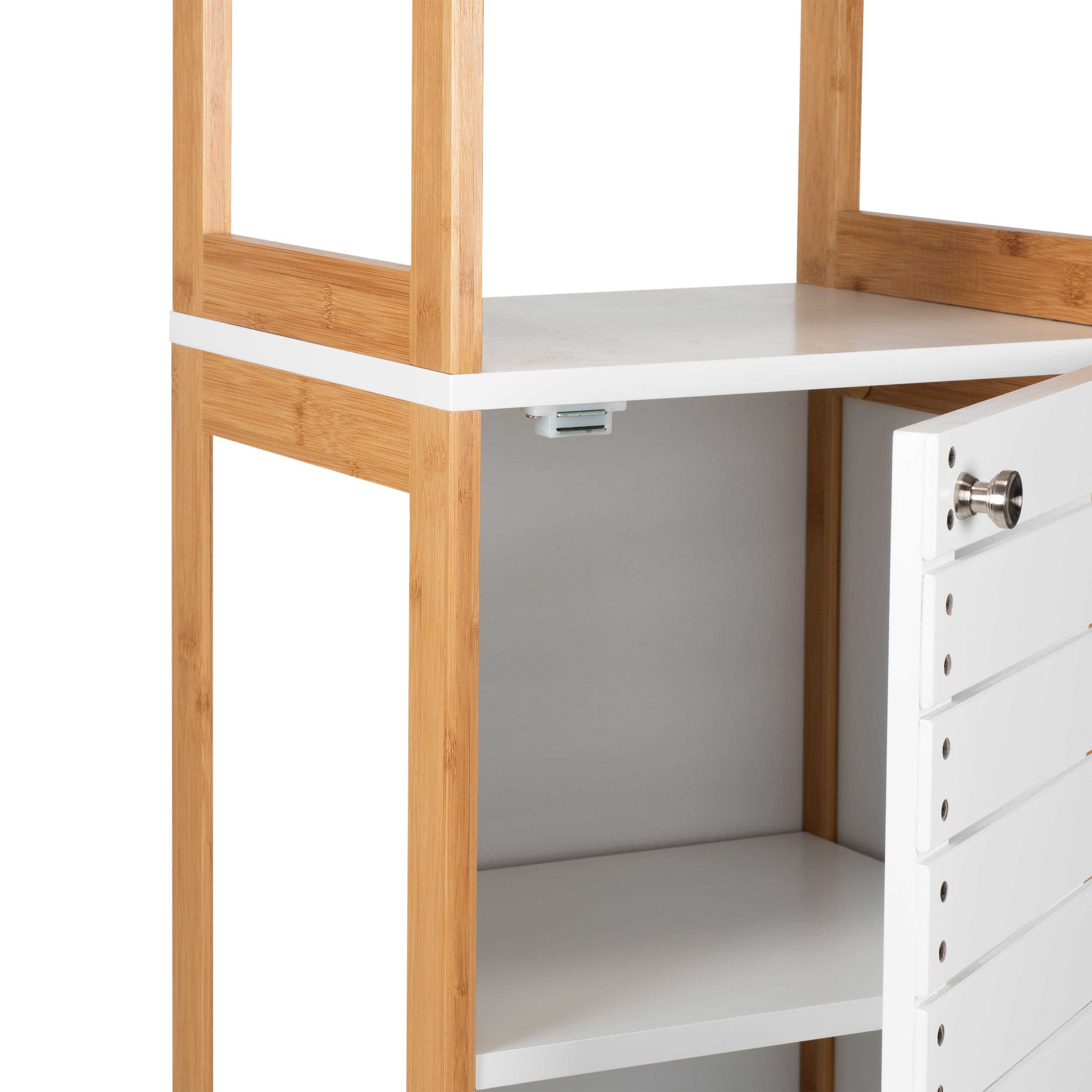 Organize It All Rendition 68" White 6-Shelf Bamboo High Cabinet
