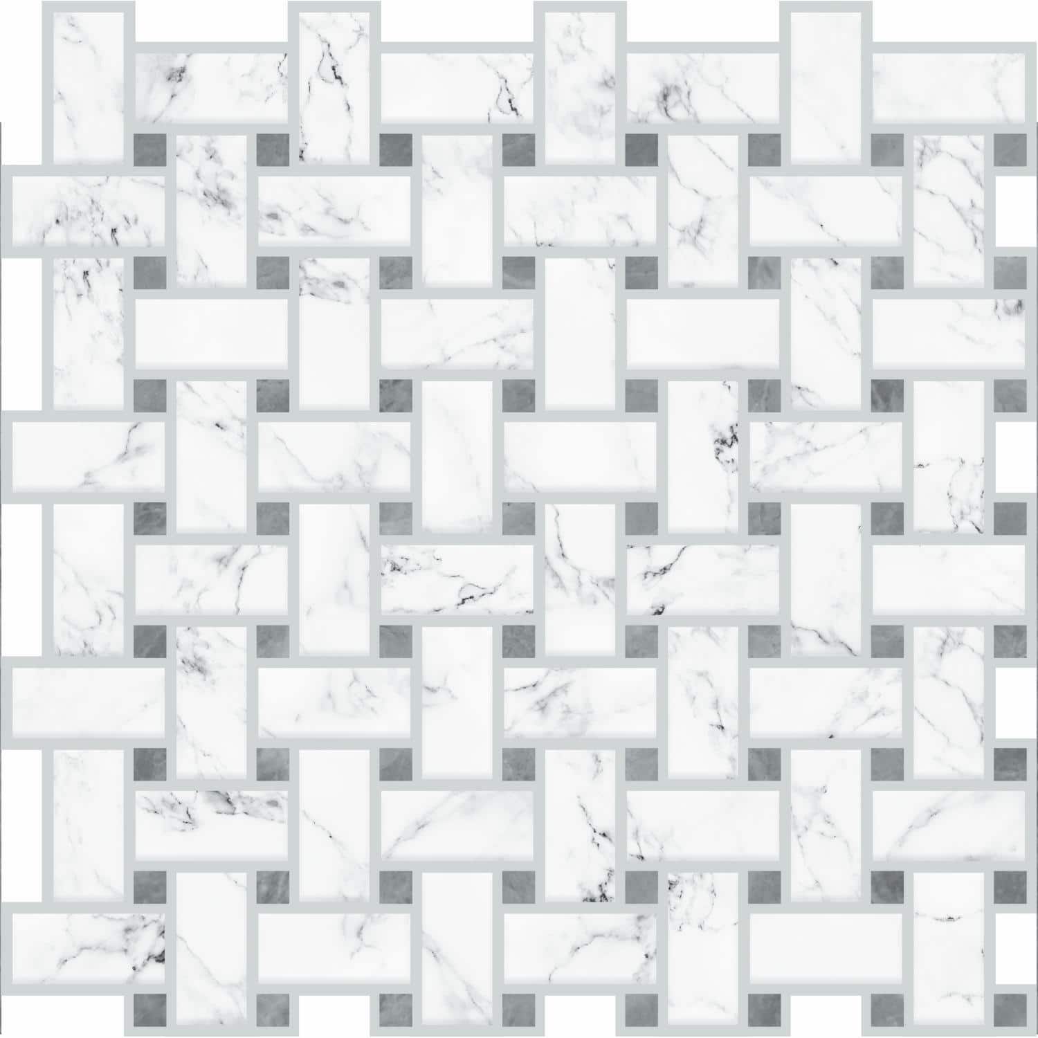 RoomMates Basketweave Carrara Marble Peel & Stick Backsplash StickTiles
