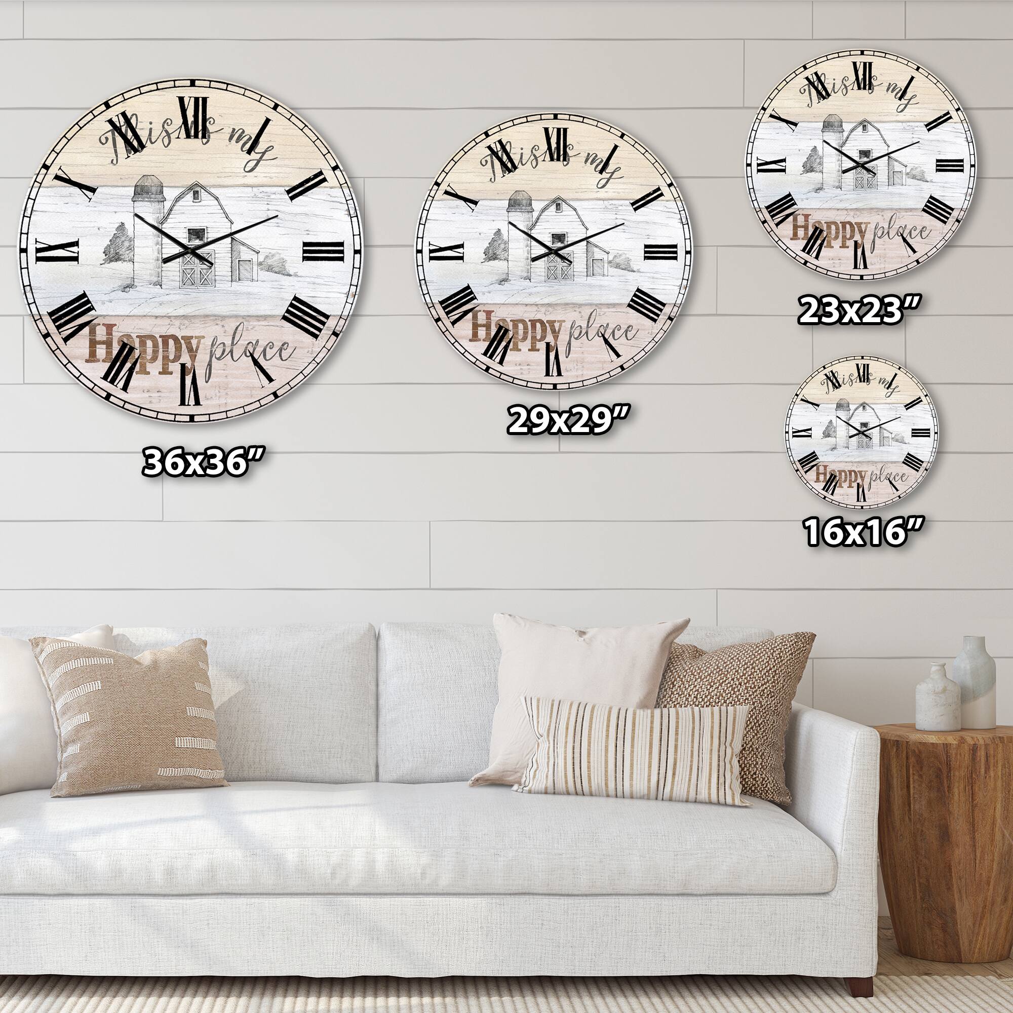 Designart 'Farmhouse Moment Barns Farmhouse Wall Clock