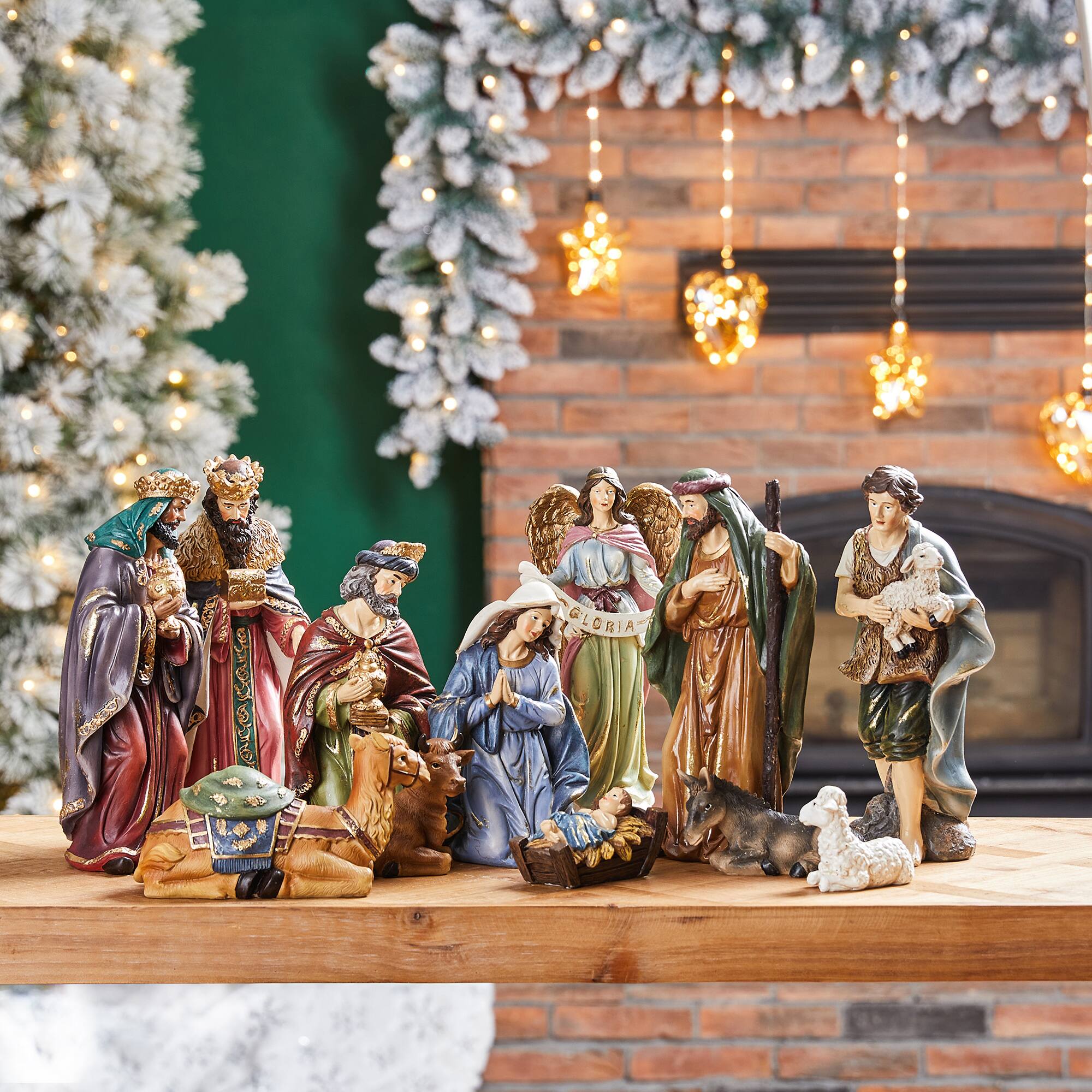 Glitzhome® 16" Oversized Nativity Figurine Set