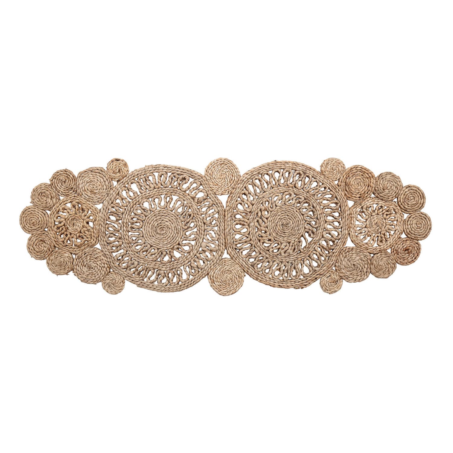 Hello Honey® 46" Handwoven Jute Lace Patterned Table Runner