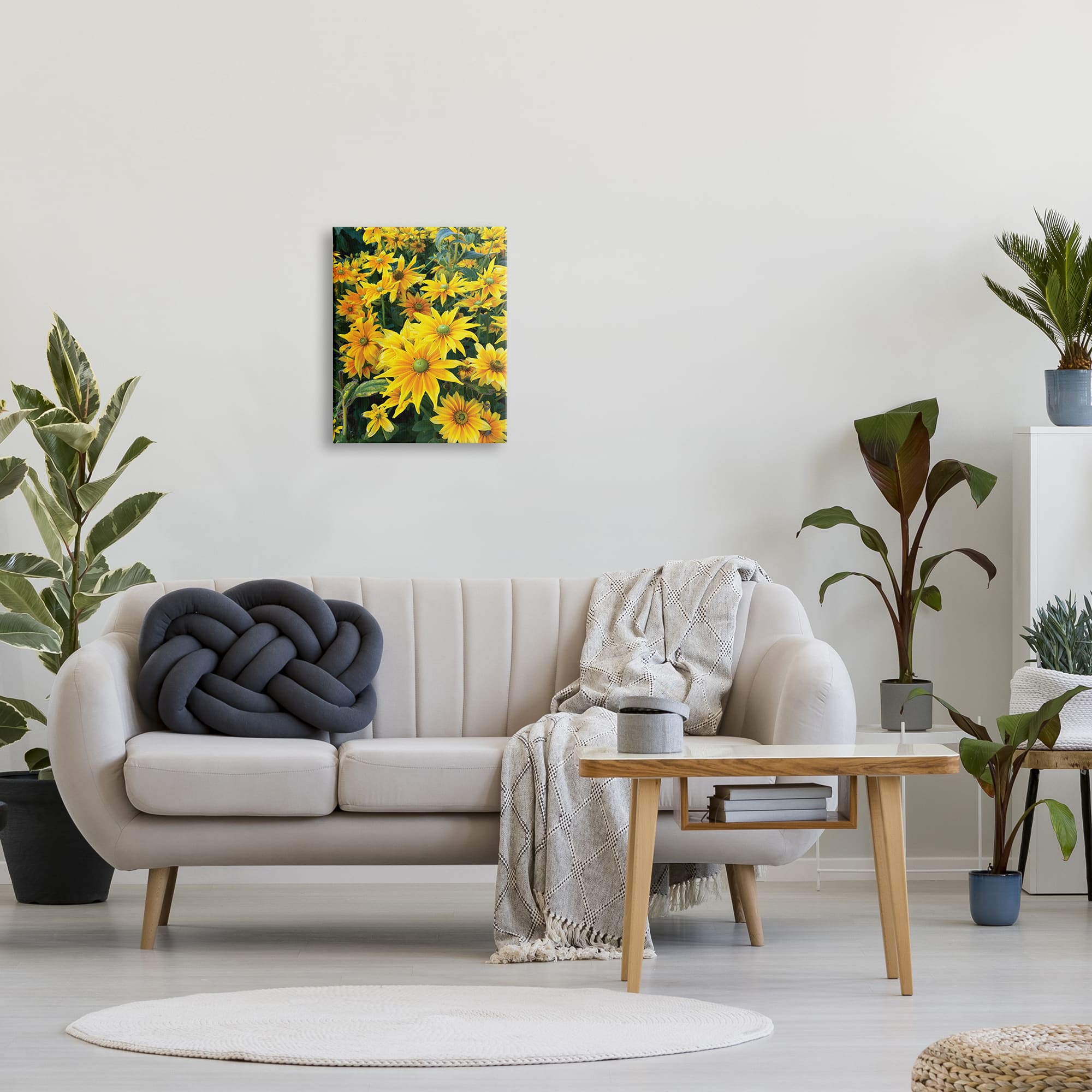 Stupell Industries Sunflower Field Blooming Green Bulbs Yellow Petals Canvas Wall Art