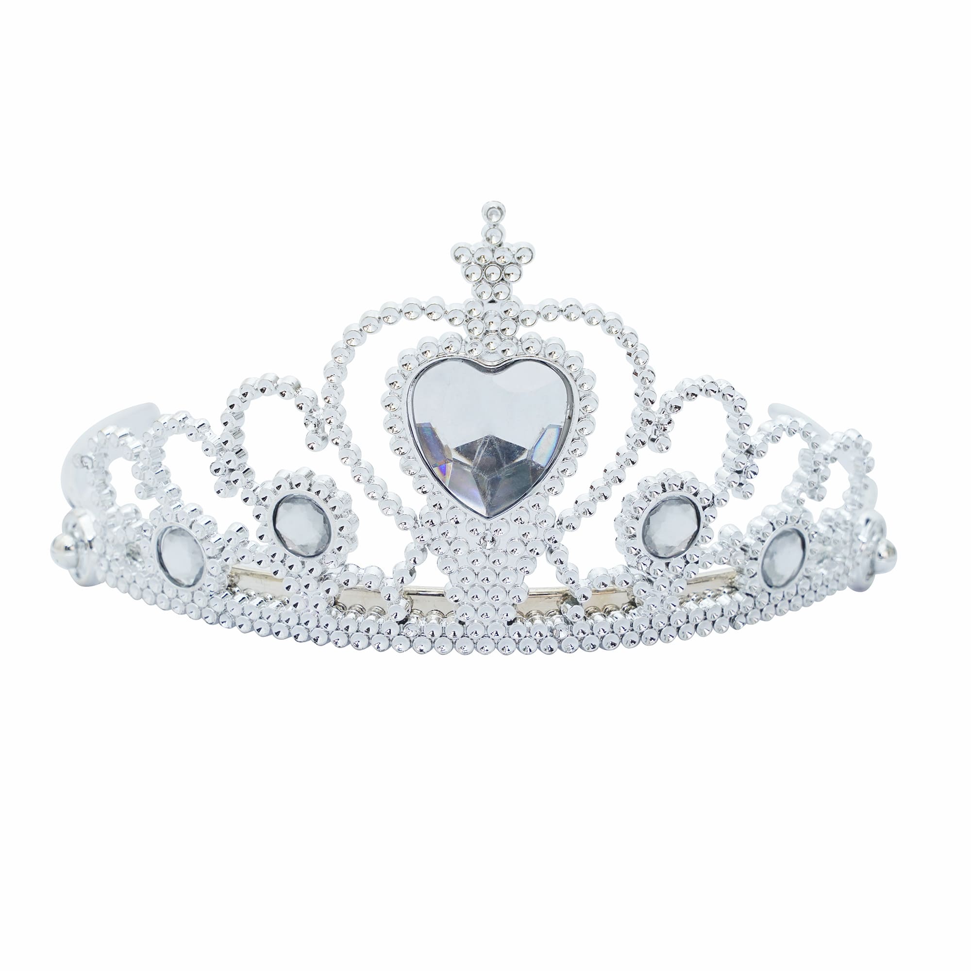 Adult Silver Plastic Costume Tiara with Gem