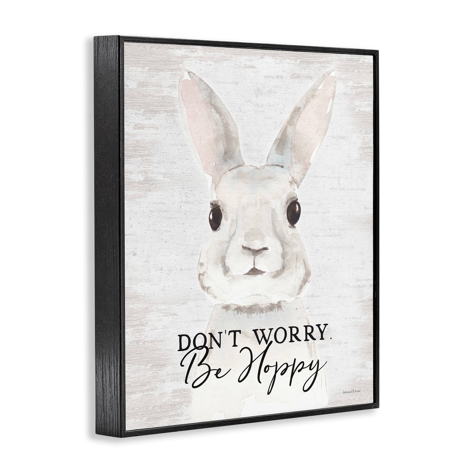 Stupell Industries Don't Worry Be Hoppy Easter Bunny Rabbit Pun Framed Giclee Art