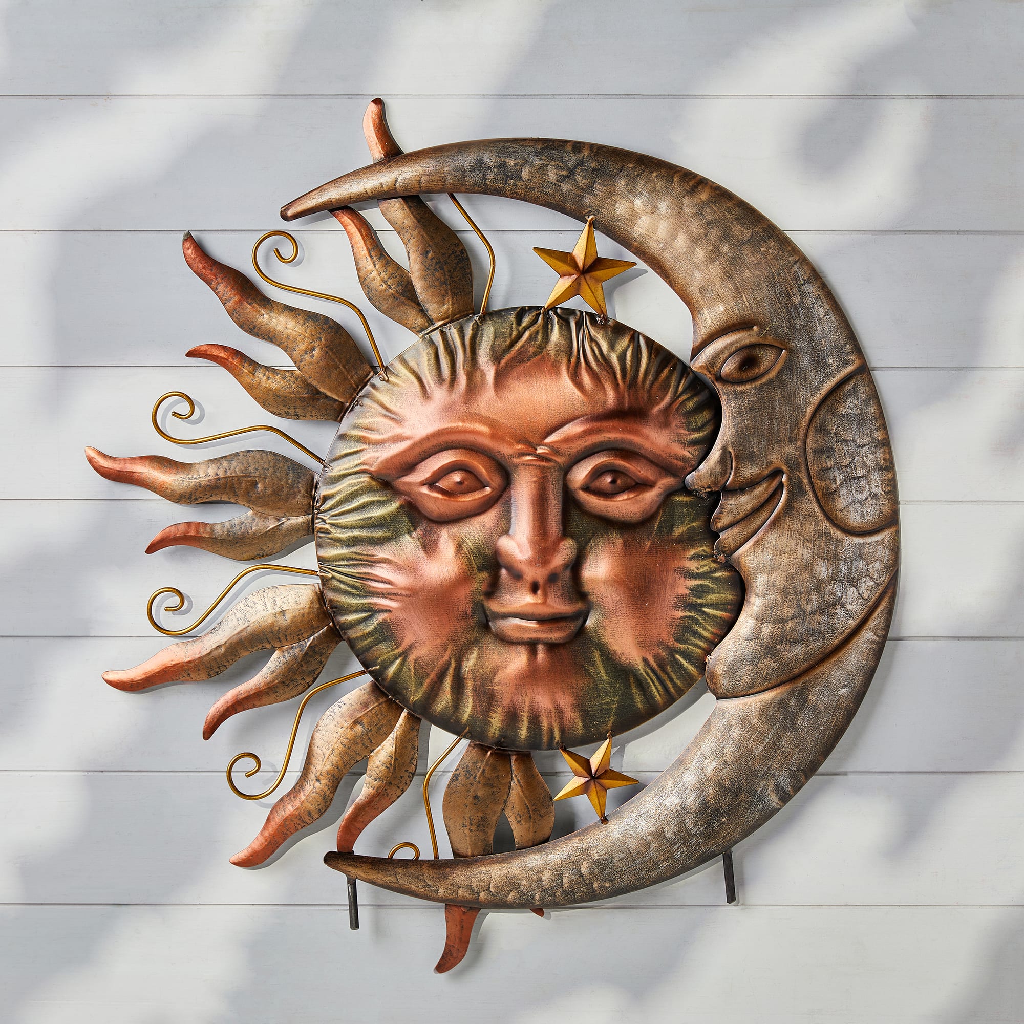 Glitzhome® 3ft. Metal Sun & Moon Yard Stake or Wall Décor