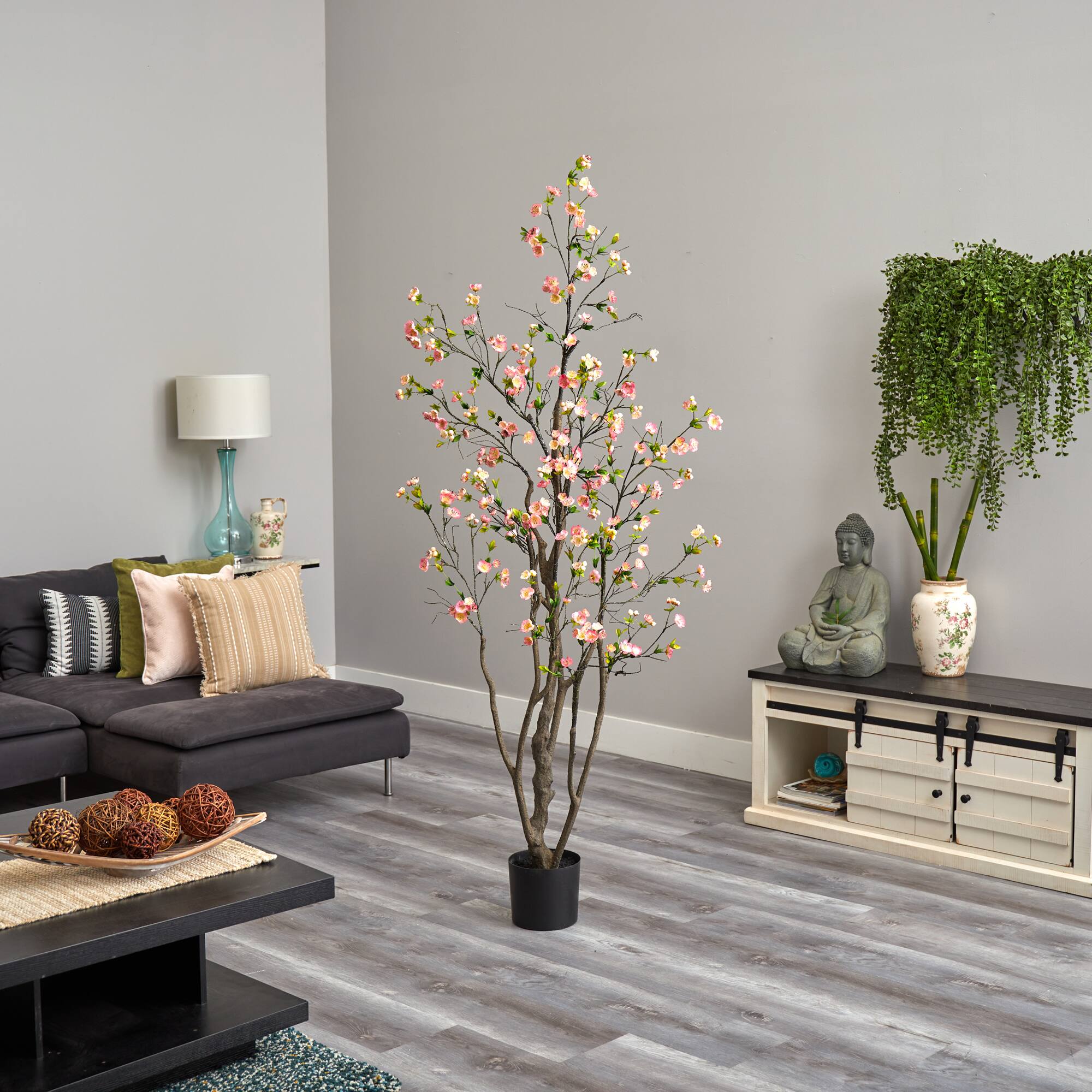 6.5ft. Potted Pink Cherry Blossom Artificial Tree