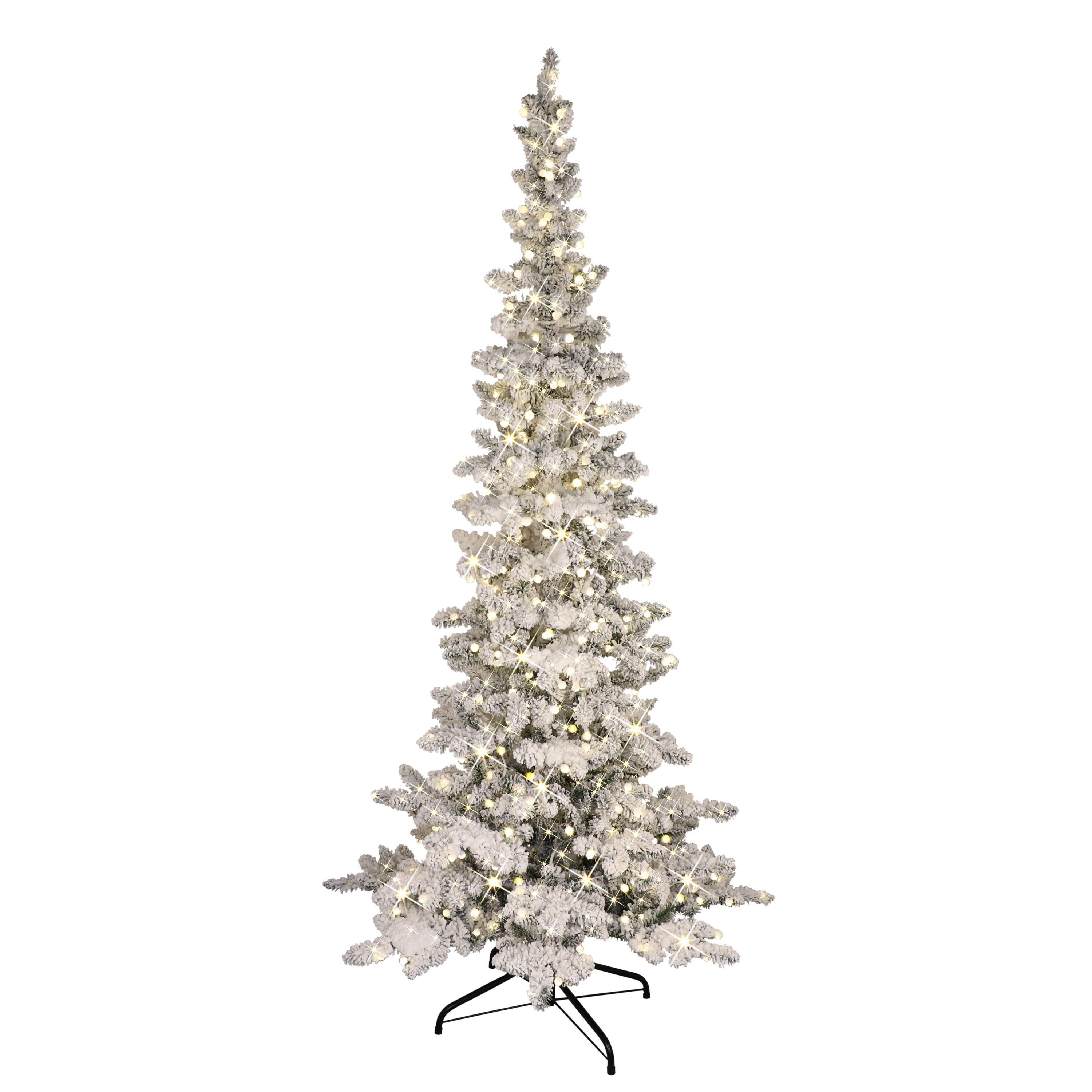 6.5 ft Pre-Lit Flocked Whistler Artificial Pine Tree, Warm White LED Lights