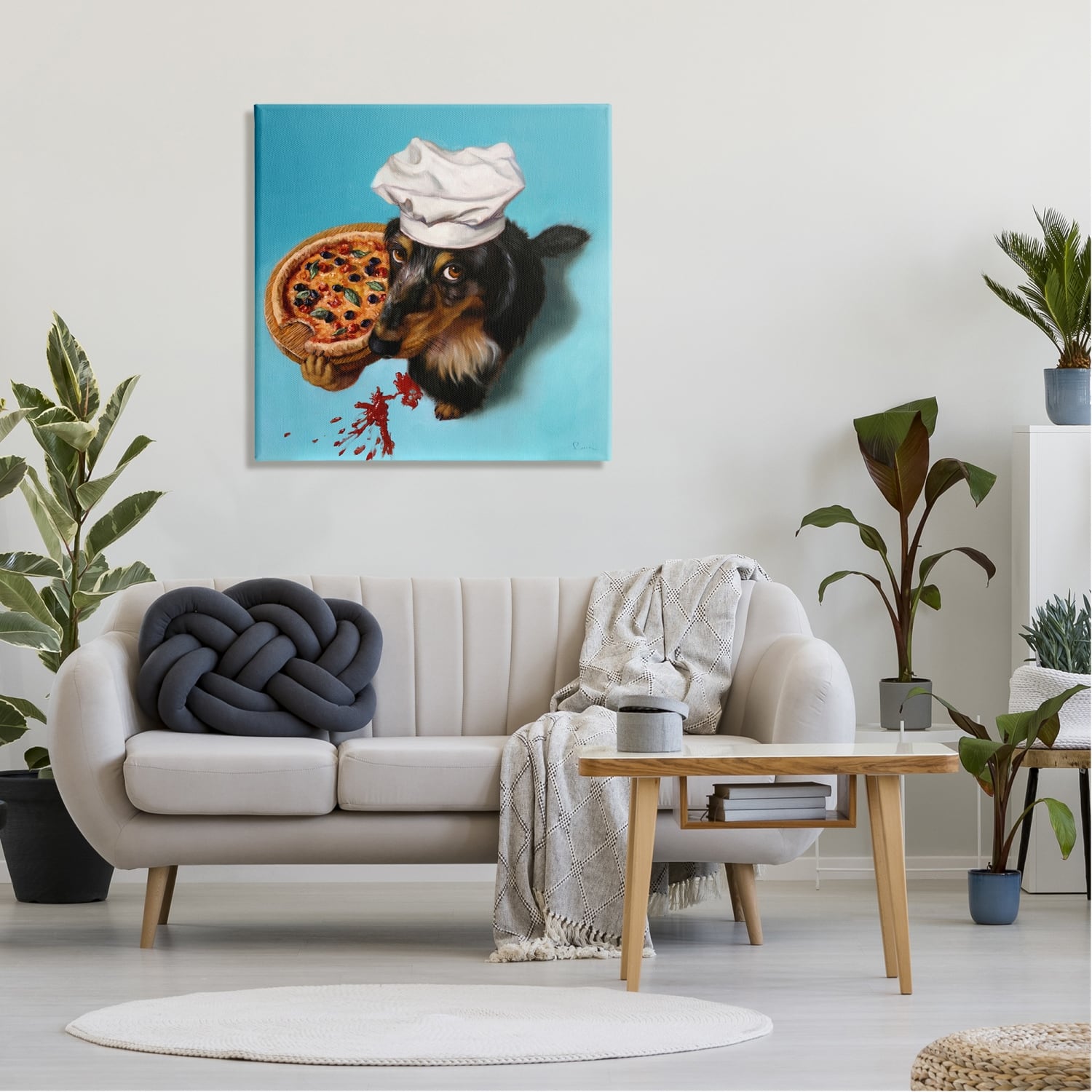 Stupell Industries Dog Chef Pizza Bite Portrait Canvas Wall Art