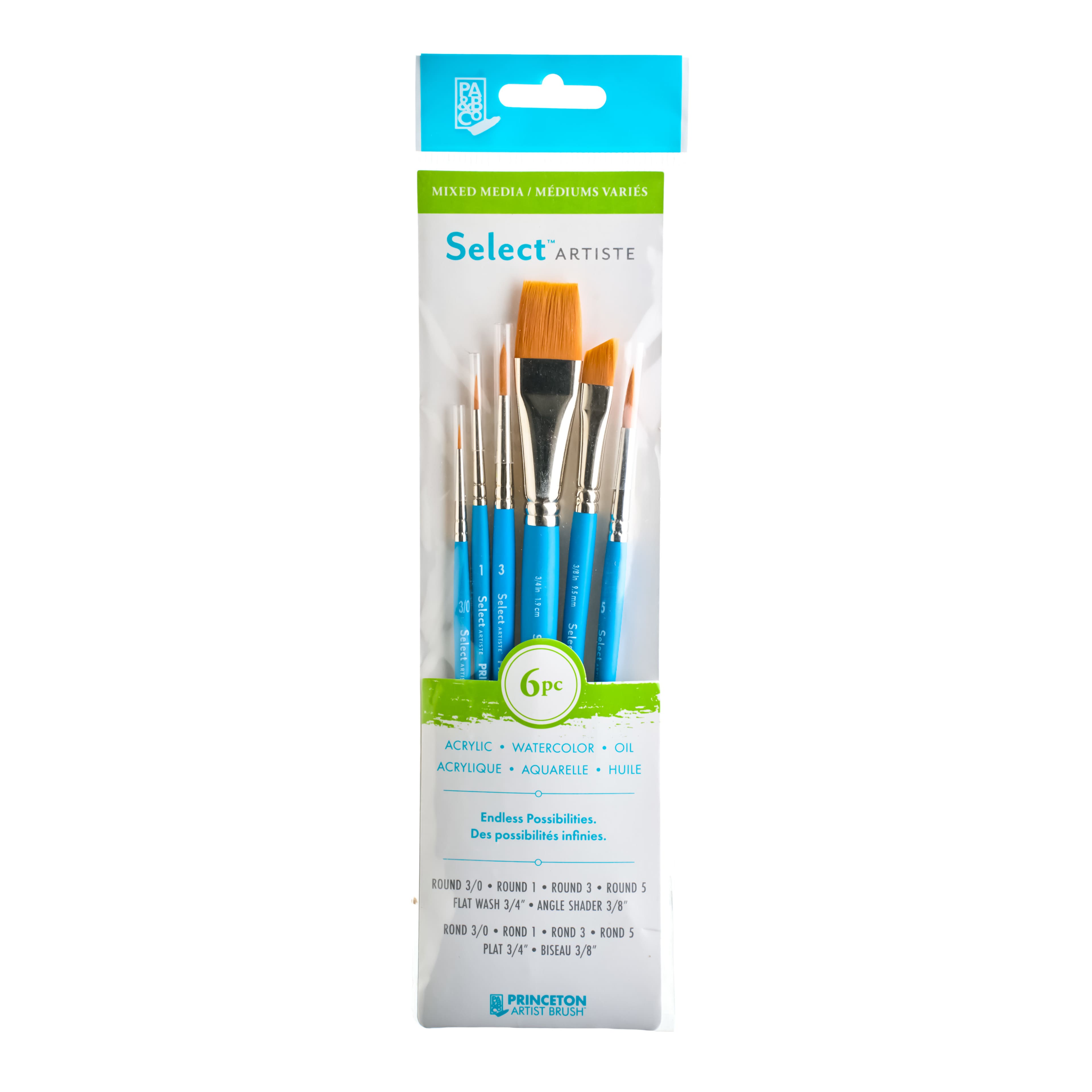 Michaels, Princeton™ Select Artiste™ #34 6-Piece Round Synthetic Short Handle Mixed Media Paintbrush Set – Category: Multi-Purpose