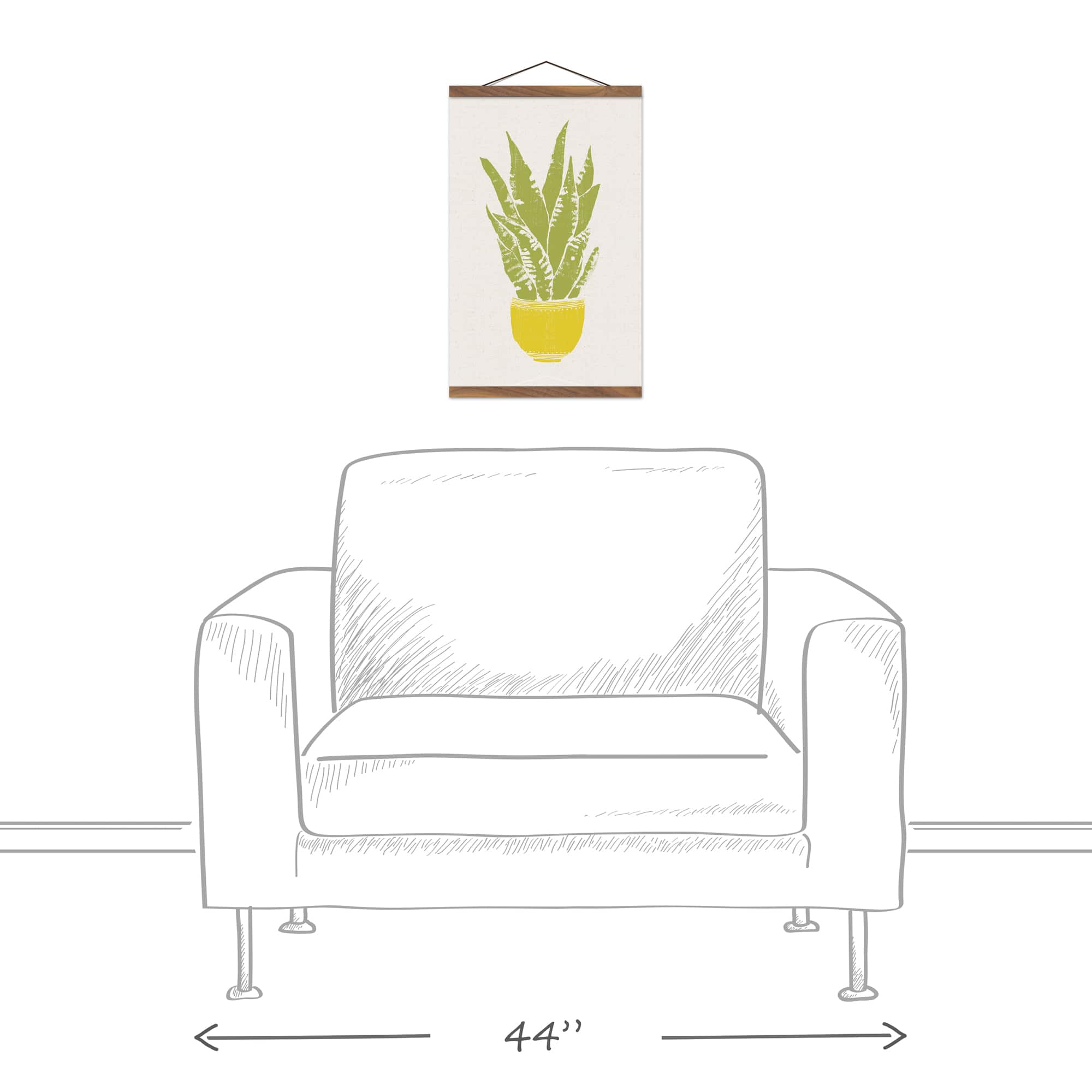 Designs Direct Potted Snake Plant Teak Hanging Canvas