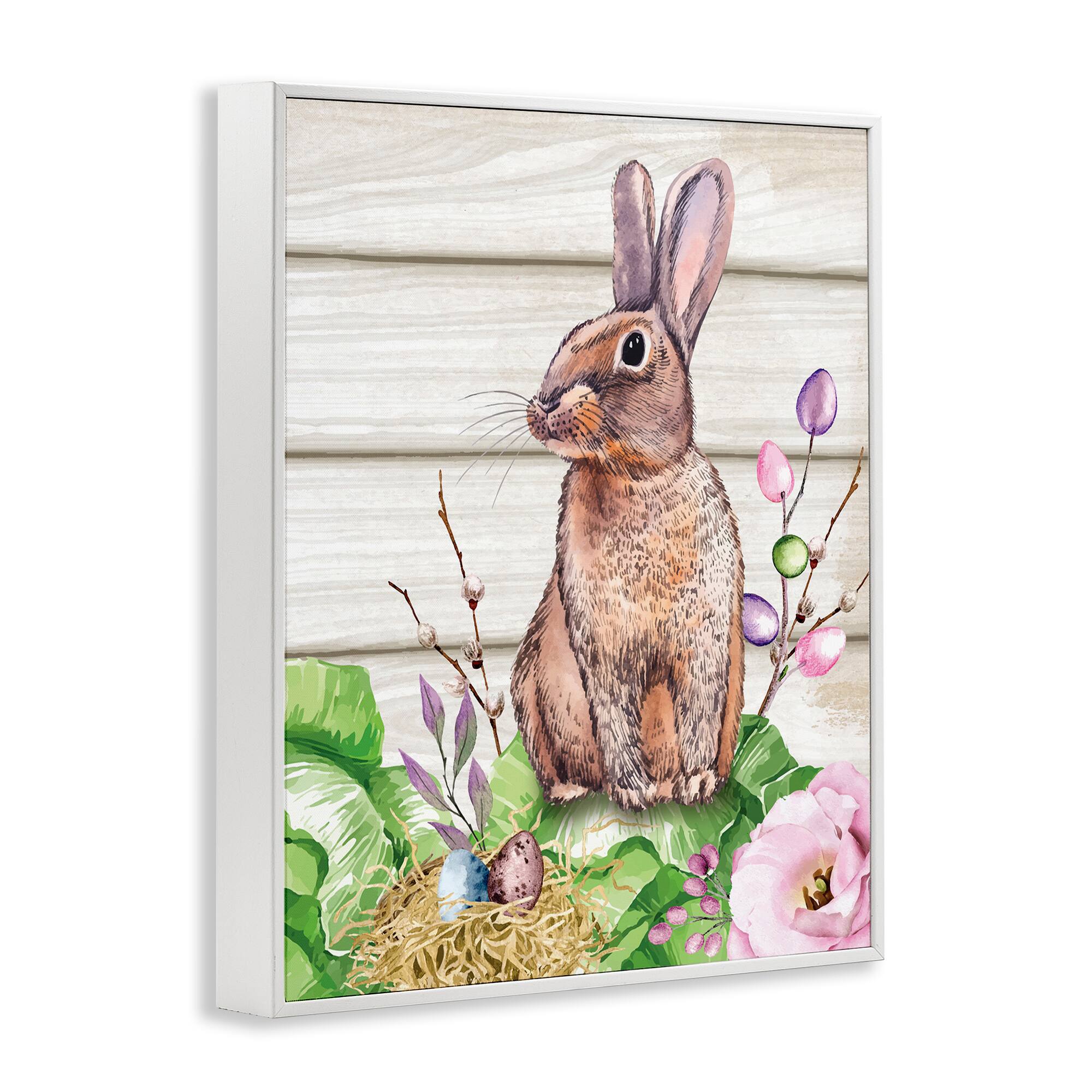 Stupell Industries Spring Flower Garden Country Rabbit Framed Giclee Art