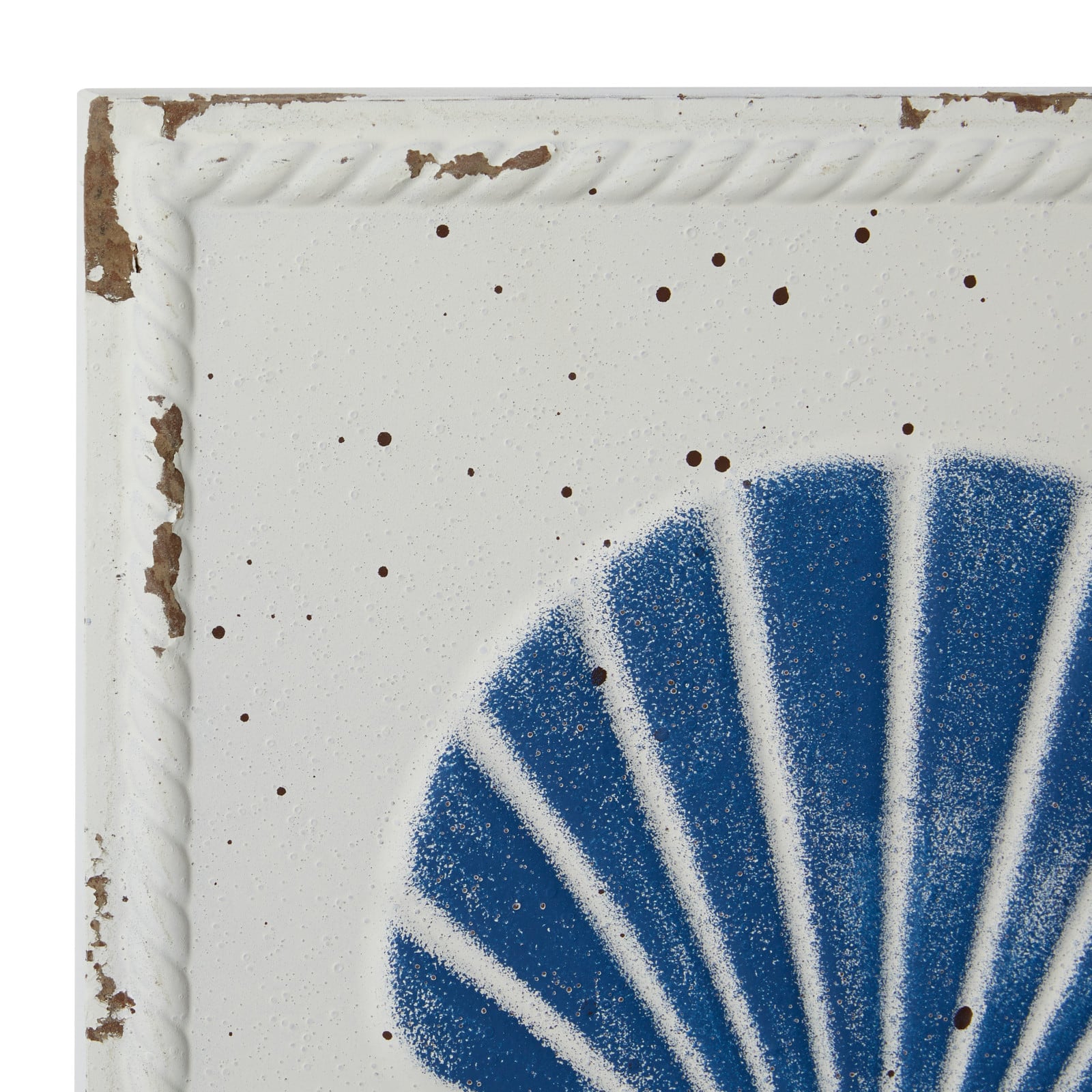 Set of 4 White Metal Coastal Wall Decor, 12" x 12"