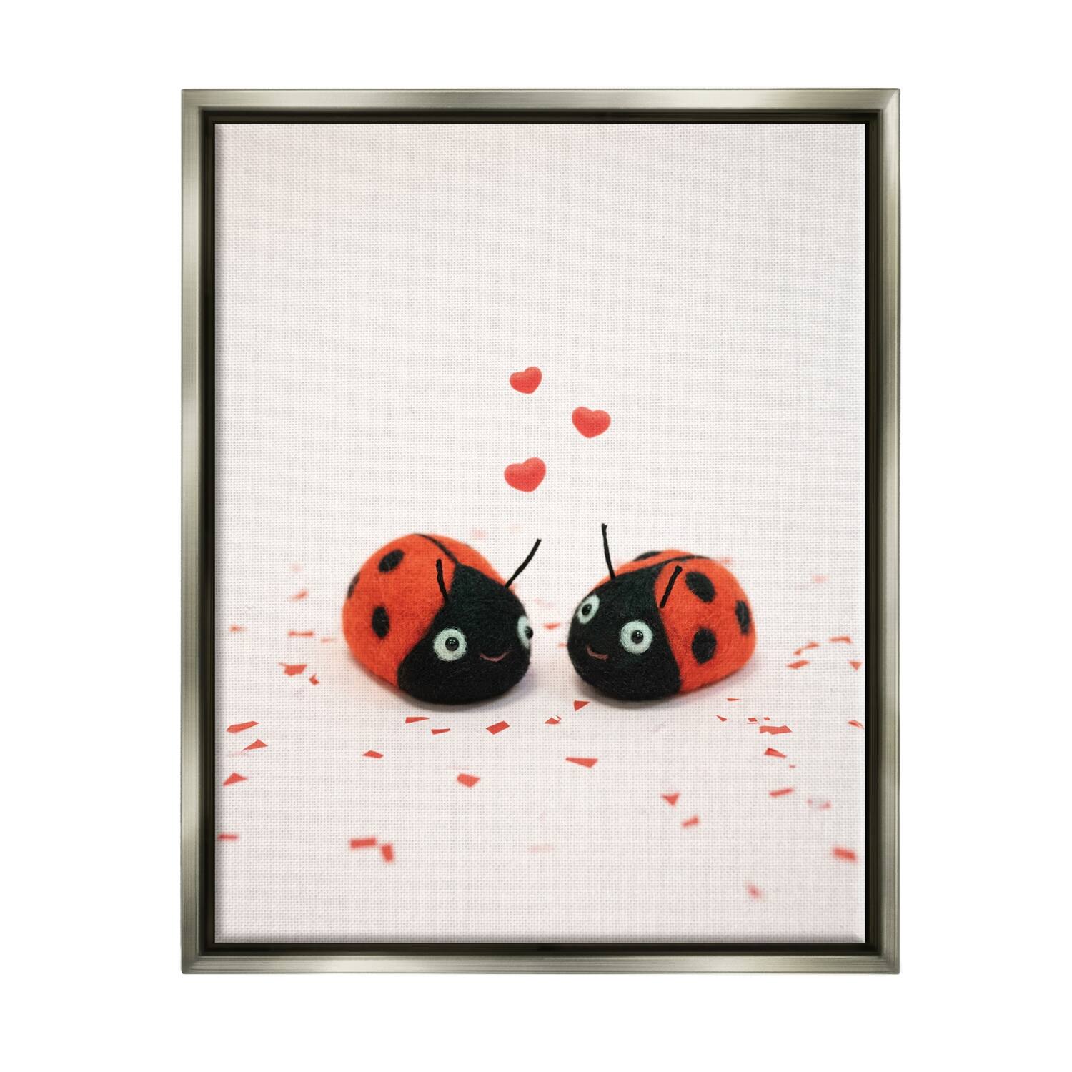 Stupell Industries Ladybugs Valentine's Hearts Floater Framed Art