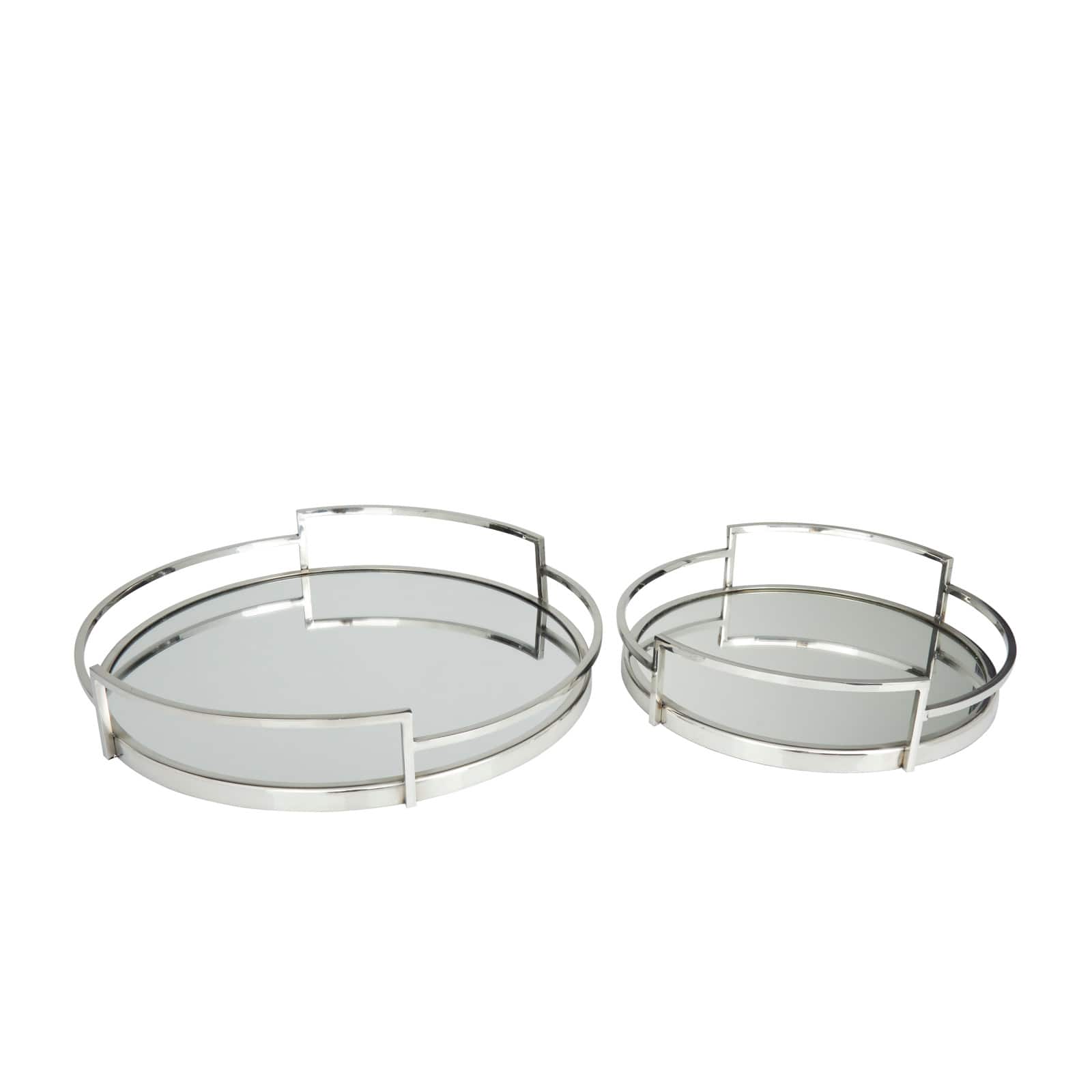 Silver Contemporary Tray, Set of 2" 19", 14"