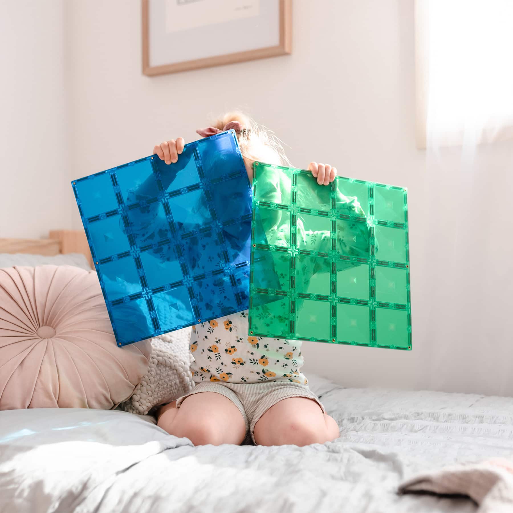 Connetix® Blue & Green Magnetic Tiles Rainbow Base Plates, 2ct.