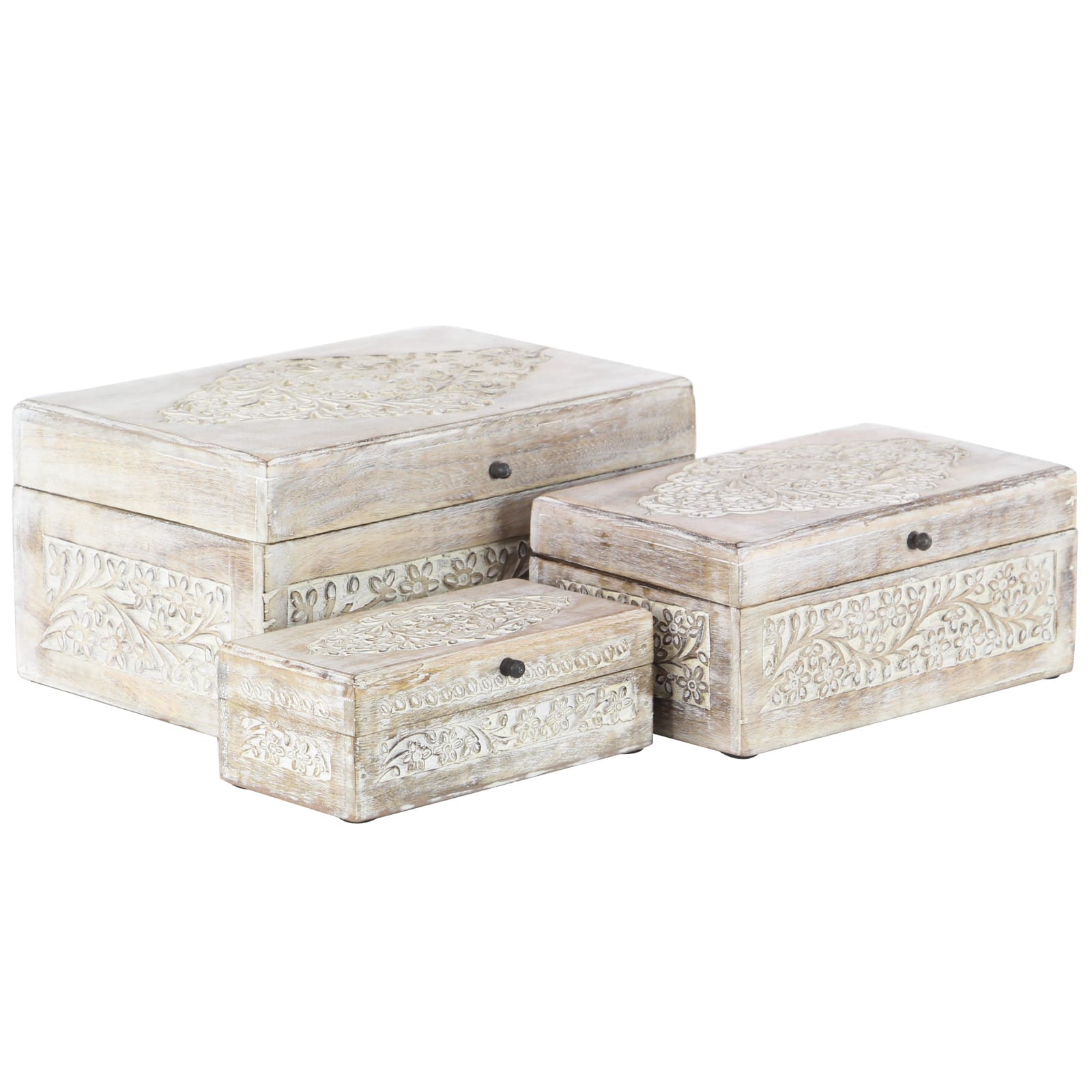 White Mango Wood Natural Box Set, 8", 10" & 12"