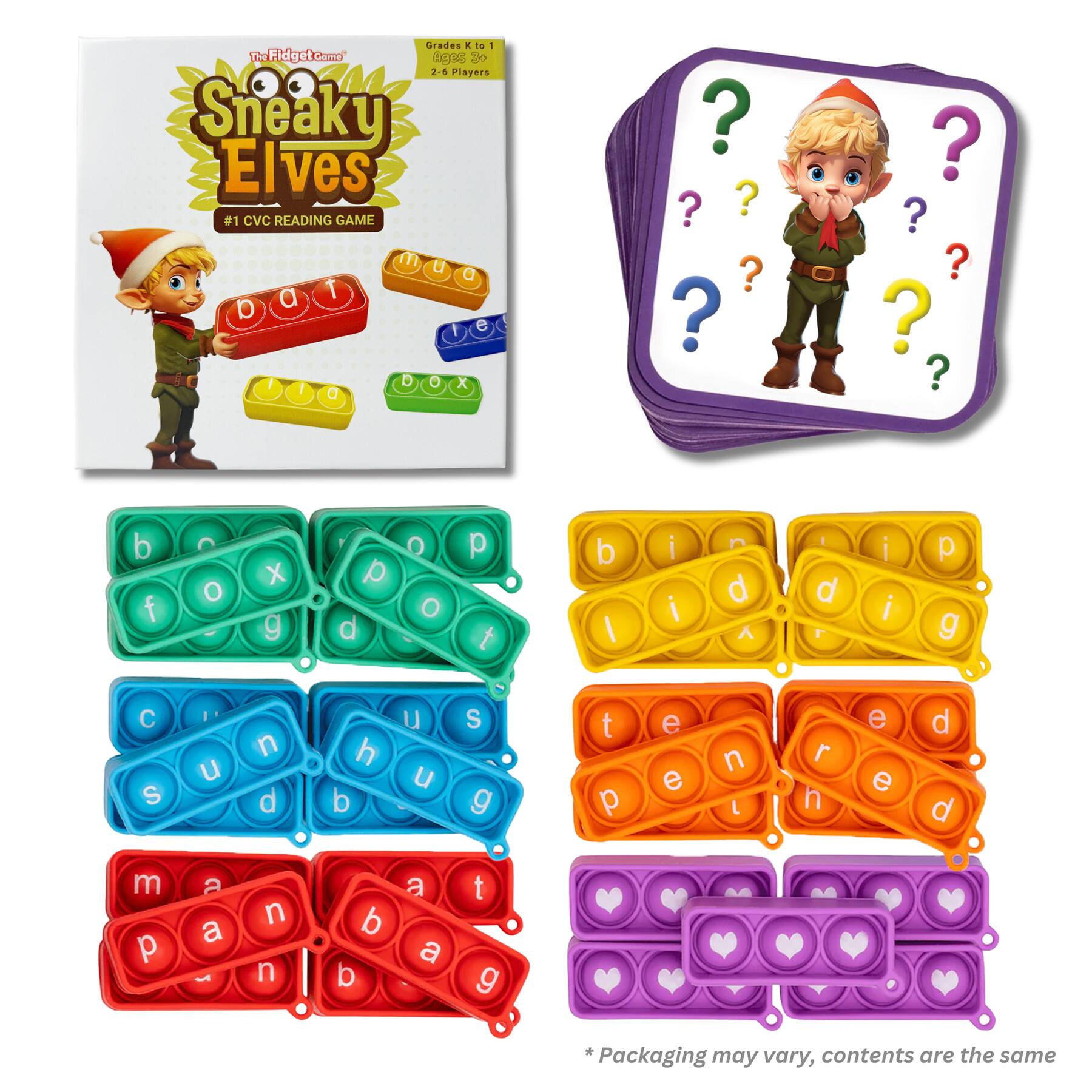 The Fidget Game Sneaky Elves CVC Reading Game Set