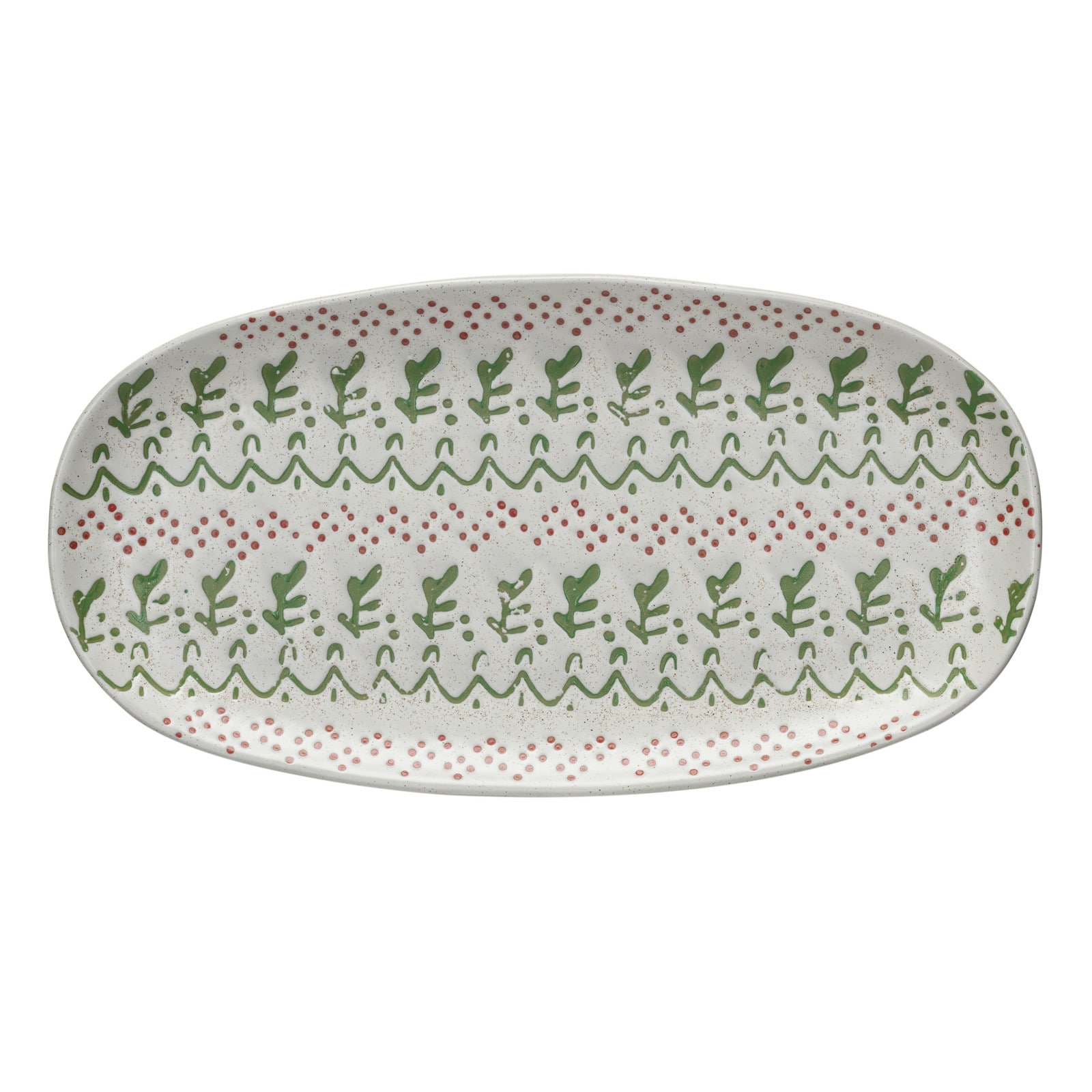 Hello Honey® 13.25" Multicolor Hand-Stamped Stoneware Platter with Wax Relief Pattern