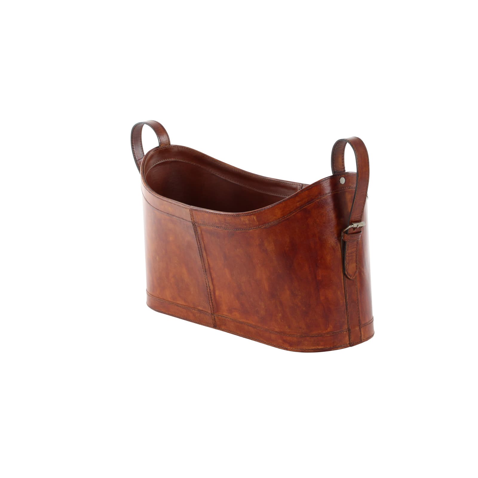 21" Brown Leather Rustic Magazine Holder