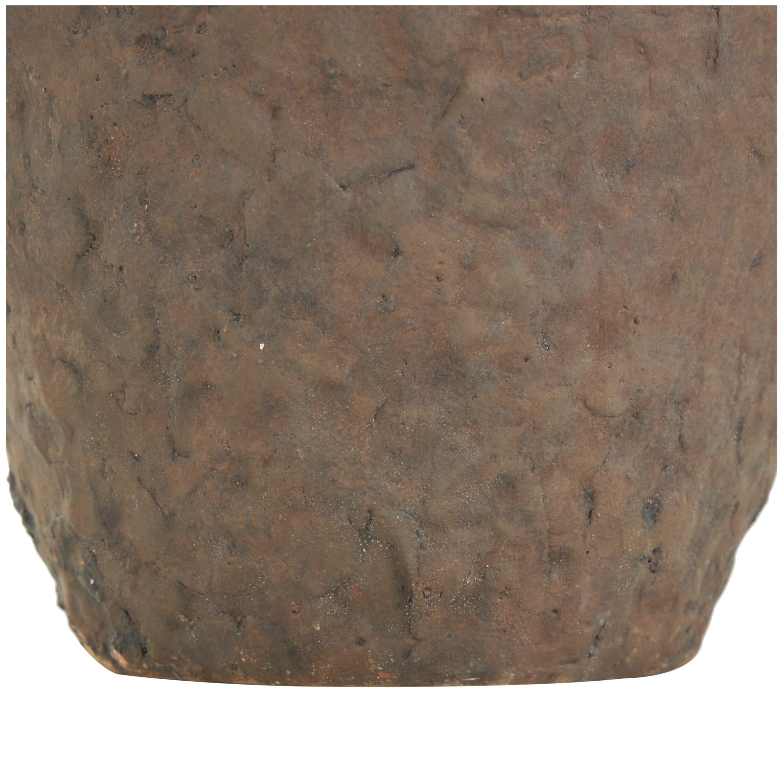 12" Dark Brown Ceramic Handmade Textured Vase with 4 Handles
