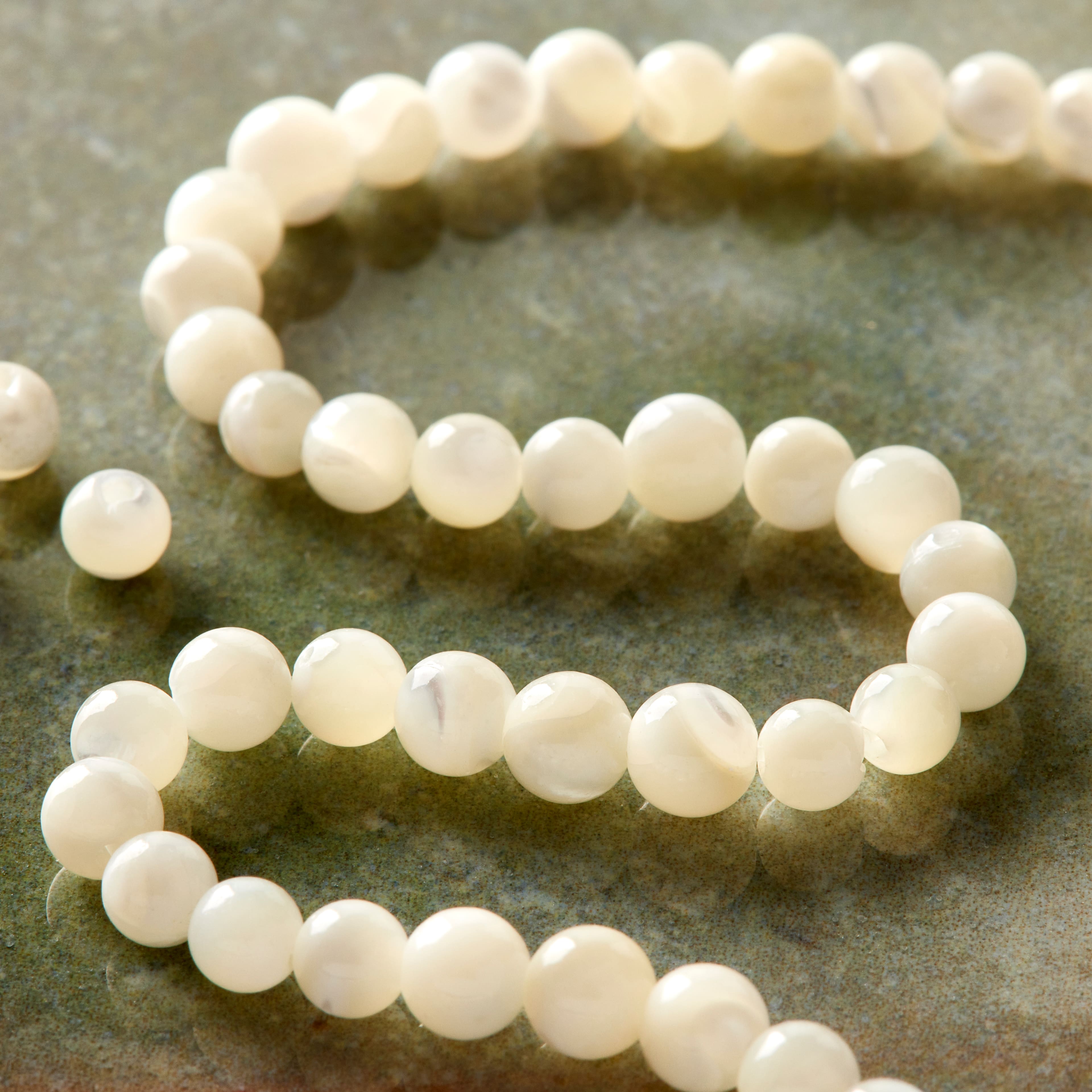 White Mother of Pearl Round Beads, 4mm by Bead Landing™
