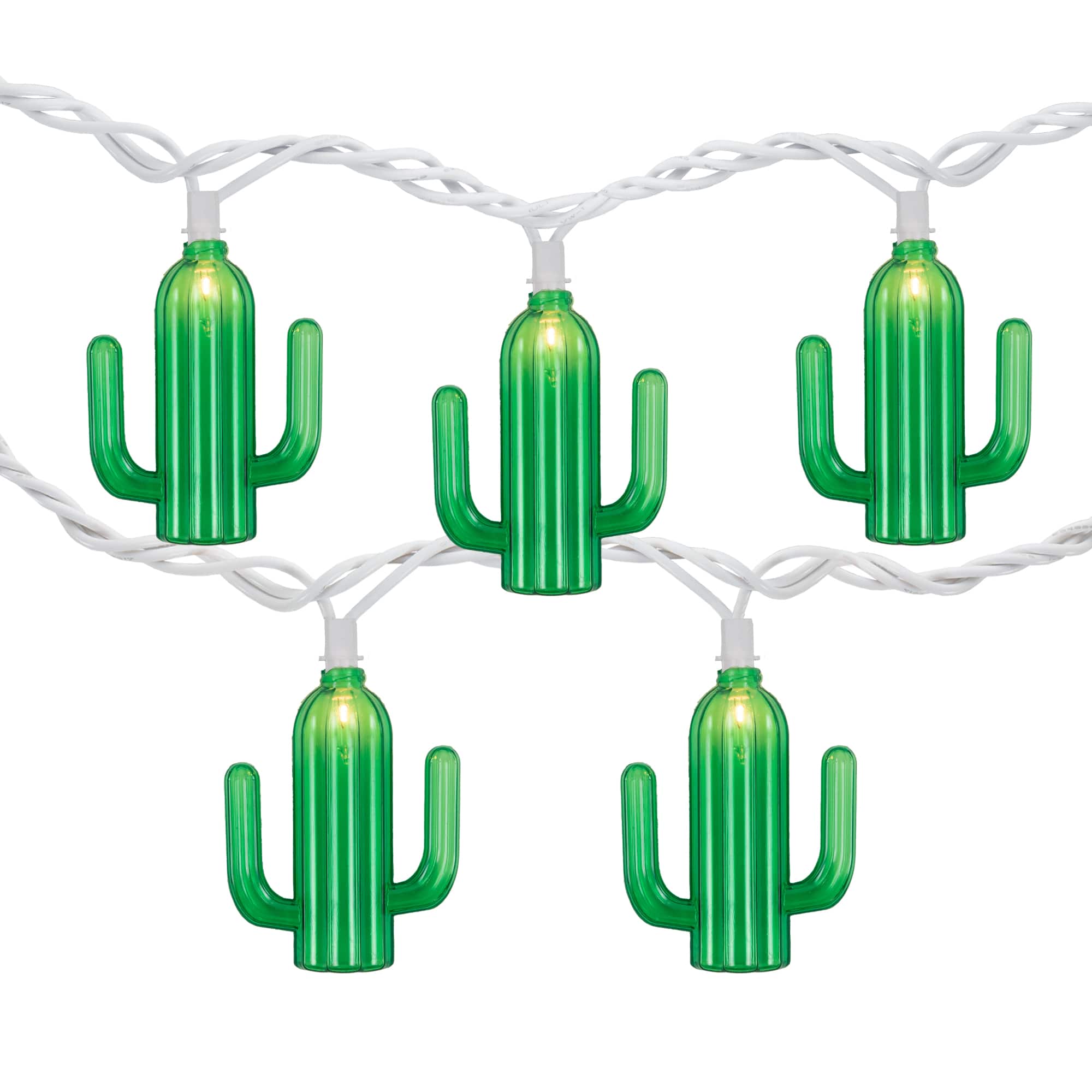 35712065 Green Cactus String Lights with 6 ft. White Wire - 10 Count