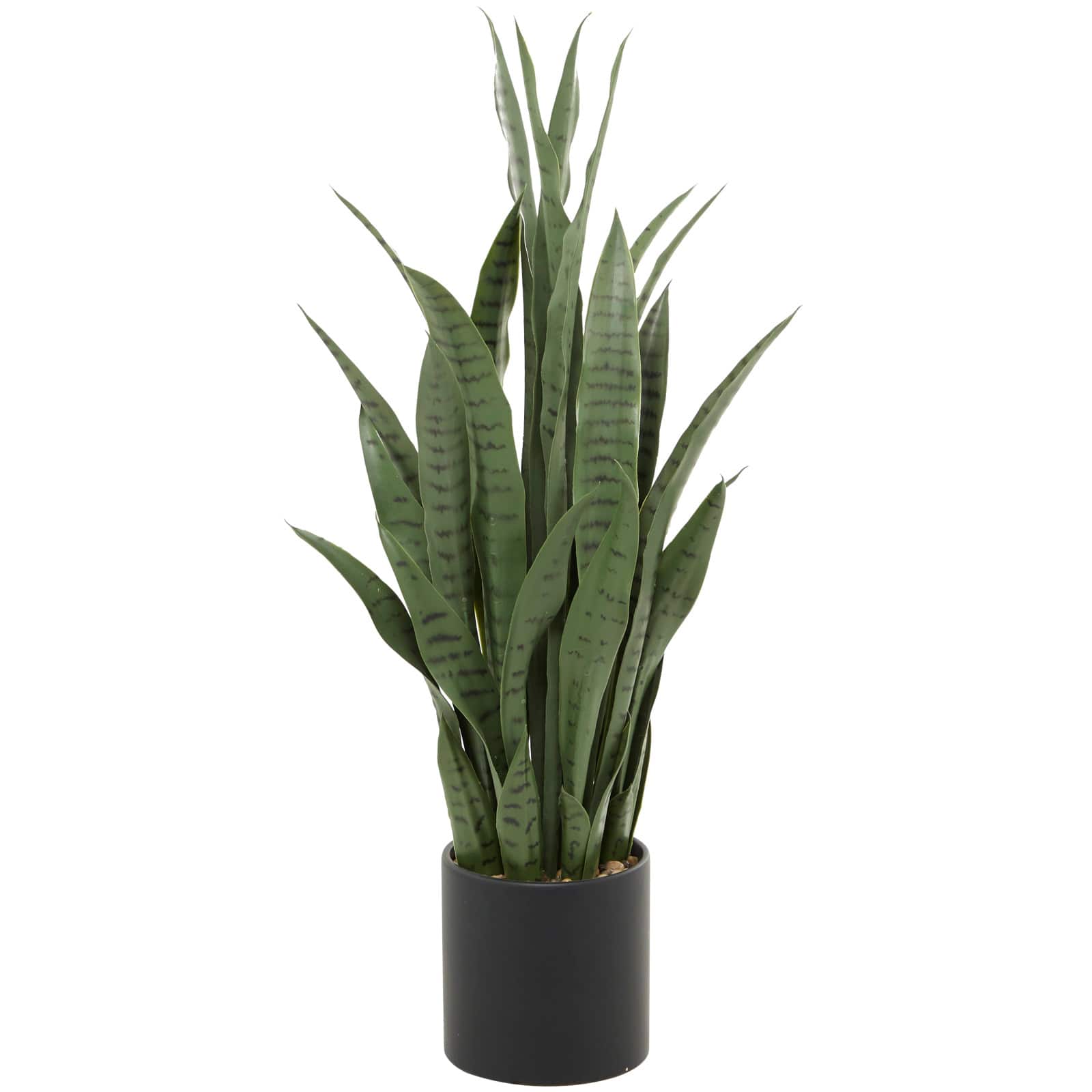 3ft. Green Faux Snake Foliage Artificial Plant with Black Porcelain Pot