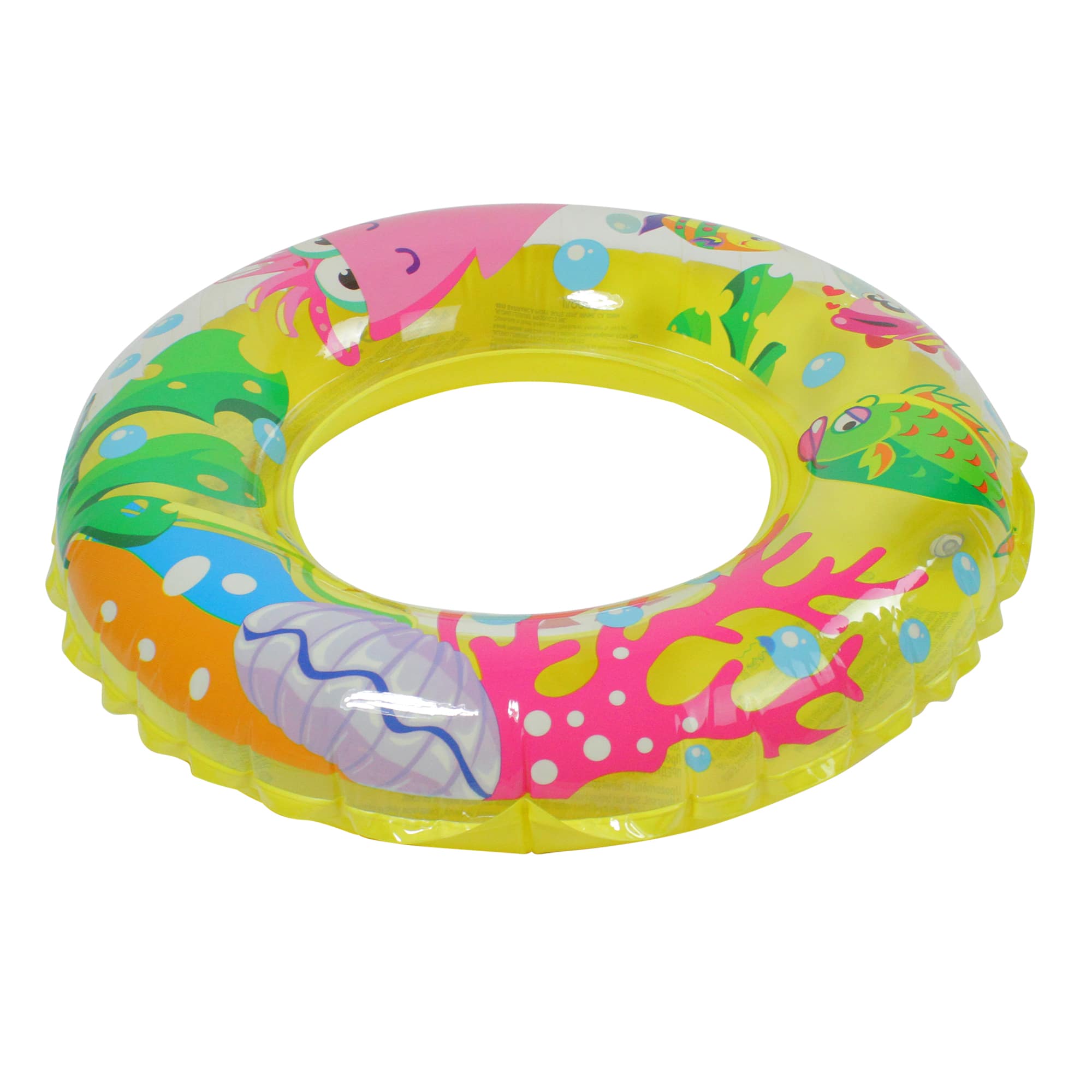 24" Yellow Sea Fish Inflatable Swimming Pool Inner Tube Ring Float