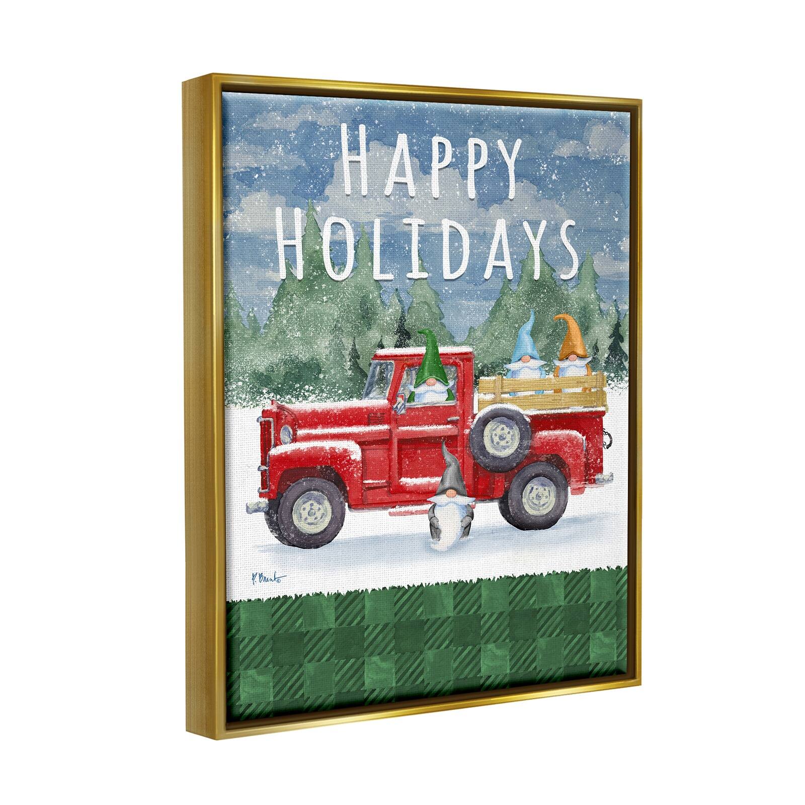 Stupell Industries Happy Holidays Truck Floater Framed Art