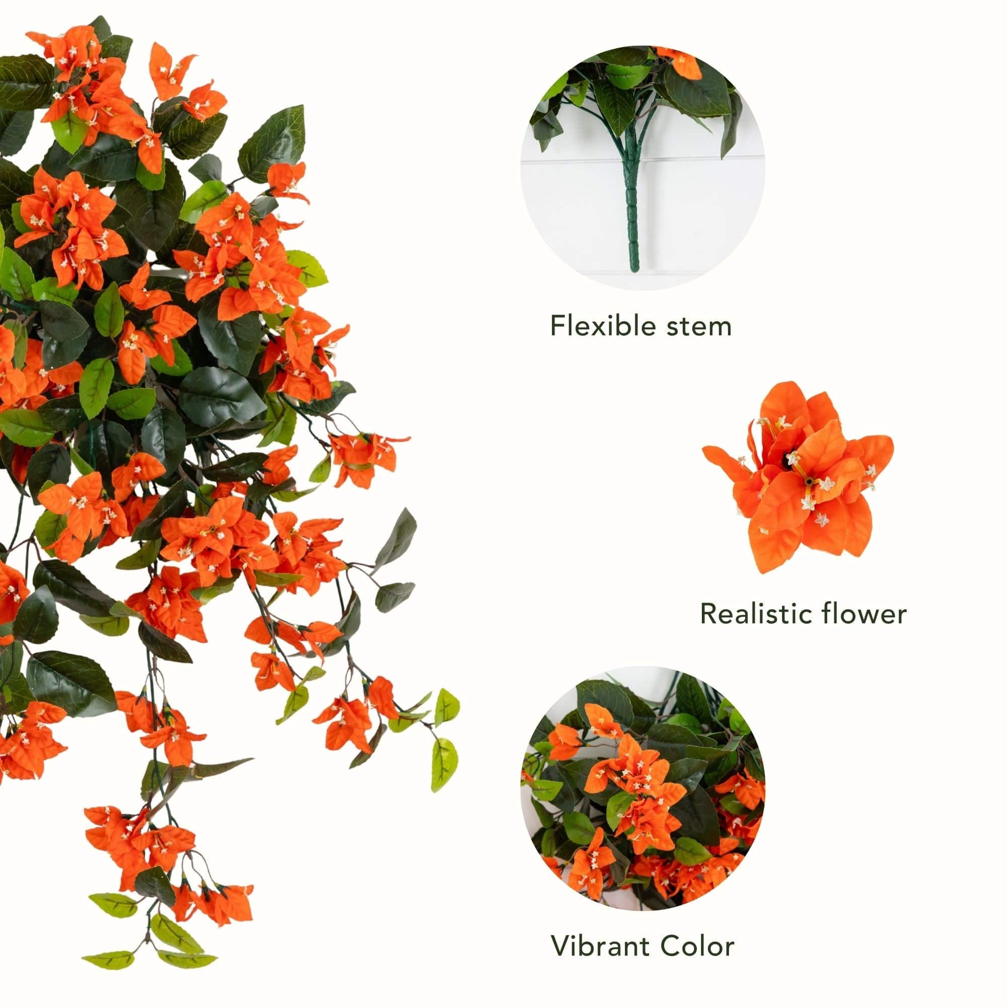 28" UV Resistant Artificial Bougainvillea Hanging Plants