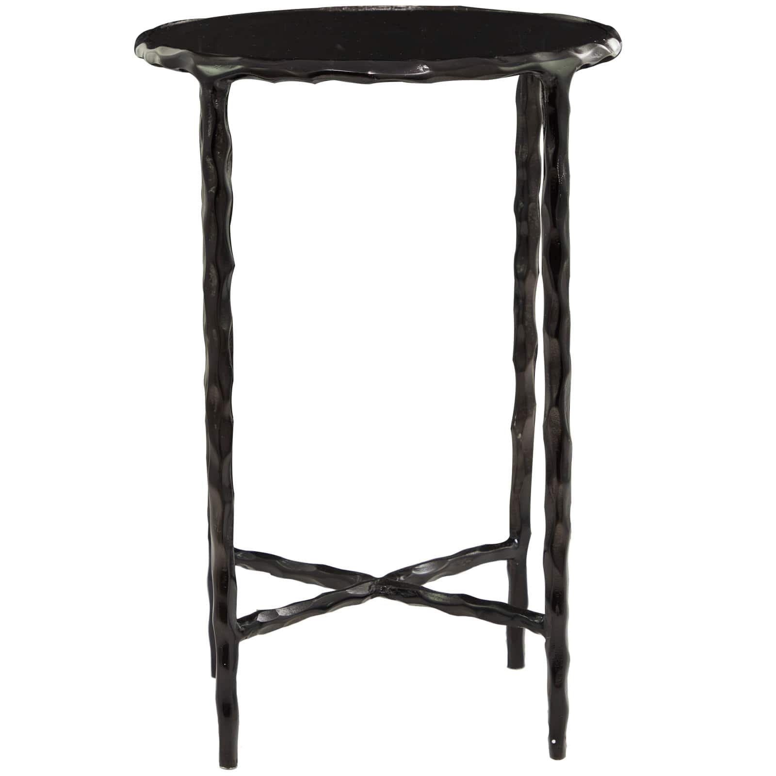 22" Aluminum Accent Table with Shaded Glass Top